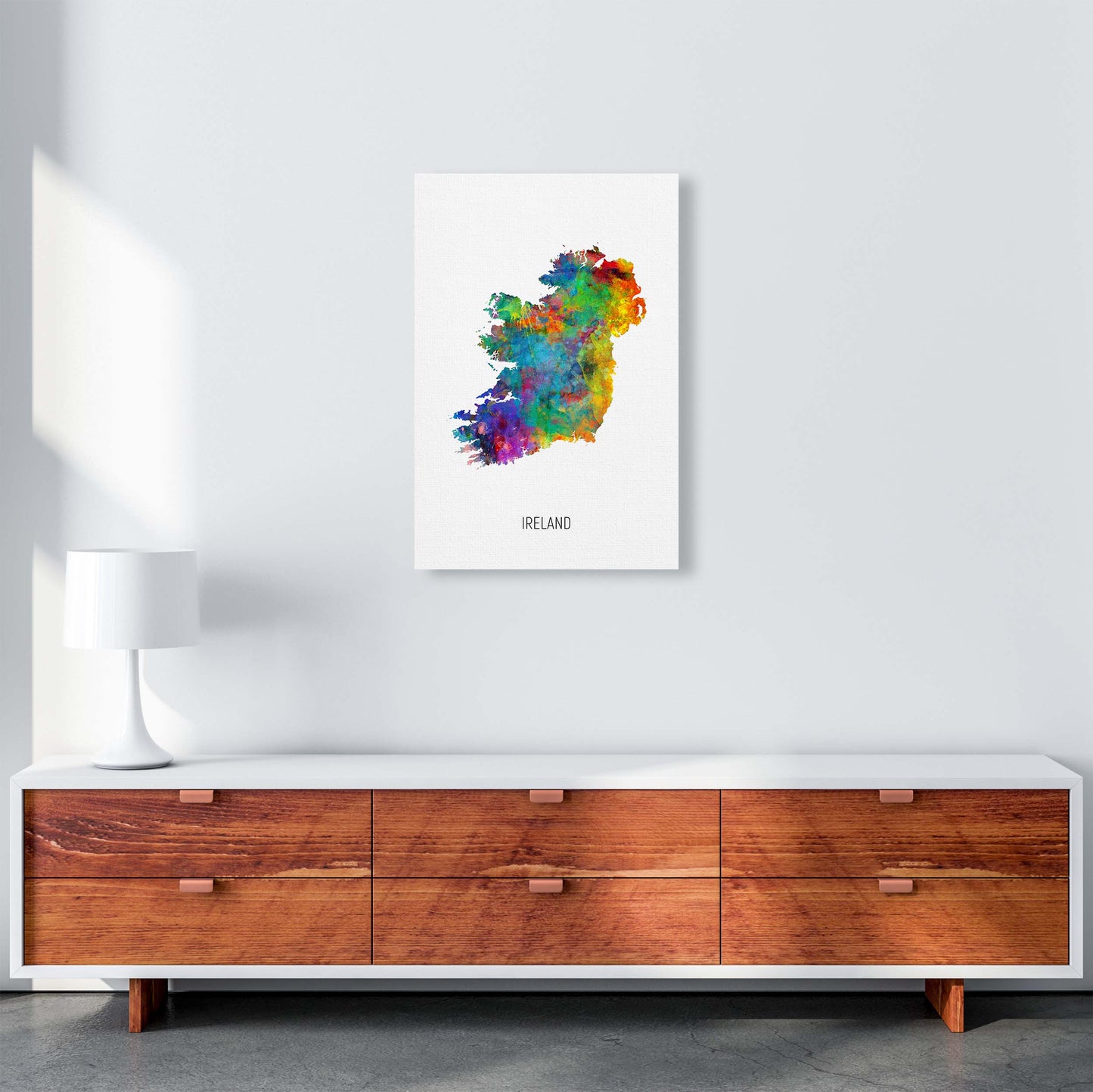 Ireland Watercolour Map Art Print by Michael Tompsett A2 Canvas