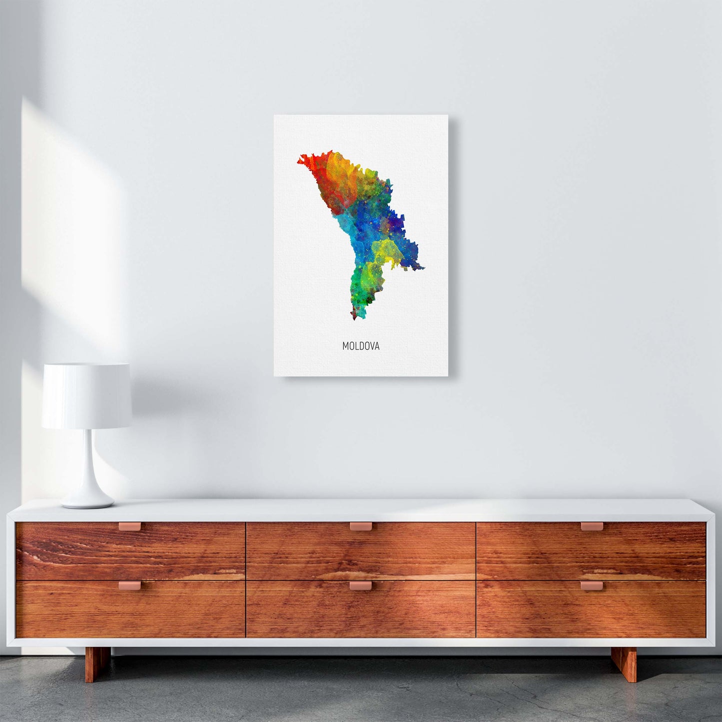 Moldova Watercolour Map Art Print by Michael Tompsett A2 Canvas