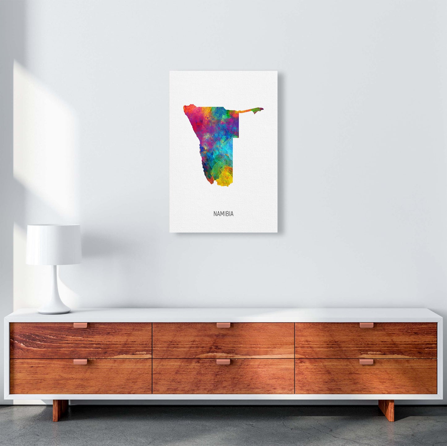 Namibia Watercolour Map Art Print by Michael Tompsett A2 Canvas