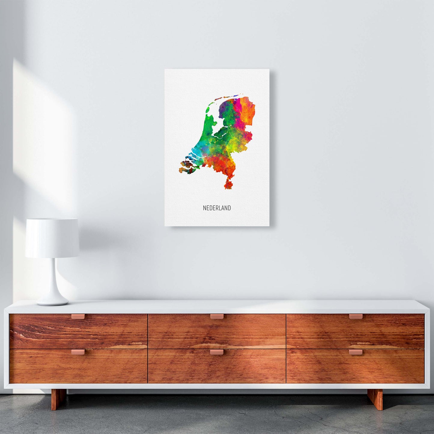 Nederland Watercolour Map Art Print by Michael Tompsett A2 Canvas