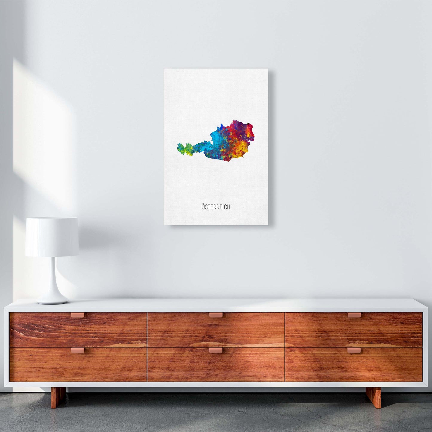 Osterreich Watercolour Map Art Print by Michael Tompsett A2 Canvas