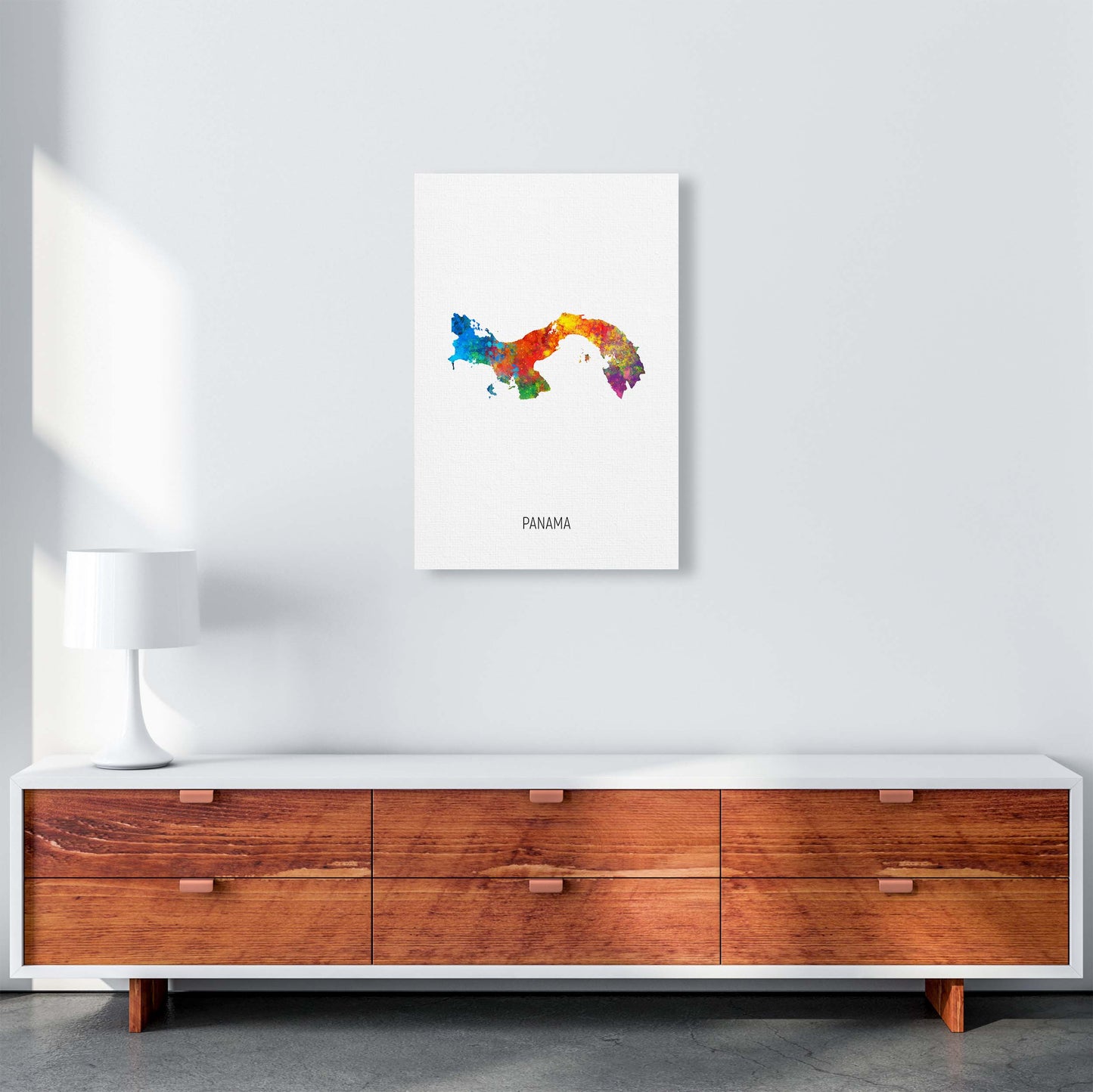 Panama Watercolour Map Art Print by Michael Tompsett A2 Canvas