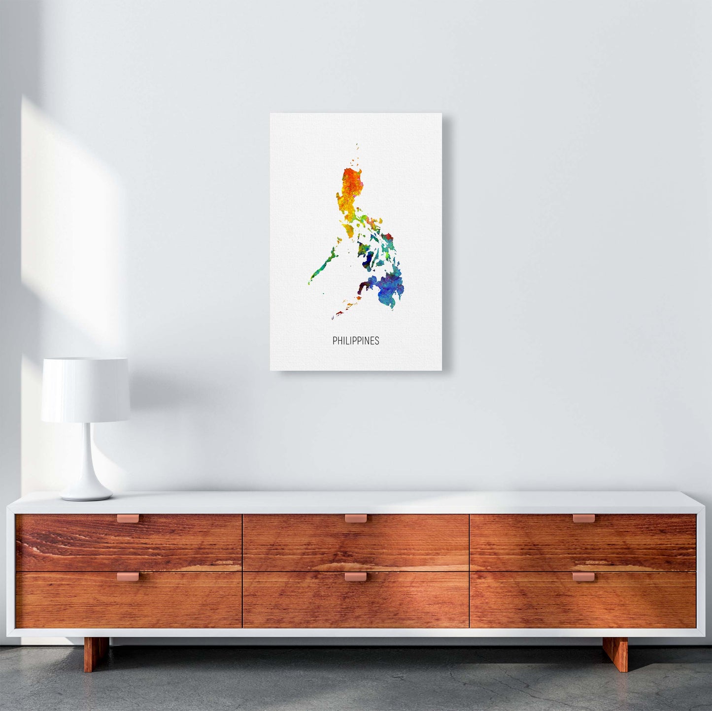 Philippines Watercolour Map Art Print by Michael Tompsett A2 Canvas