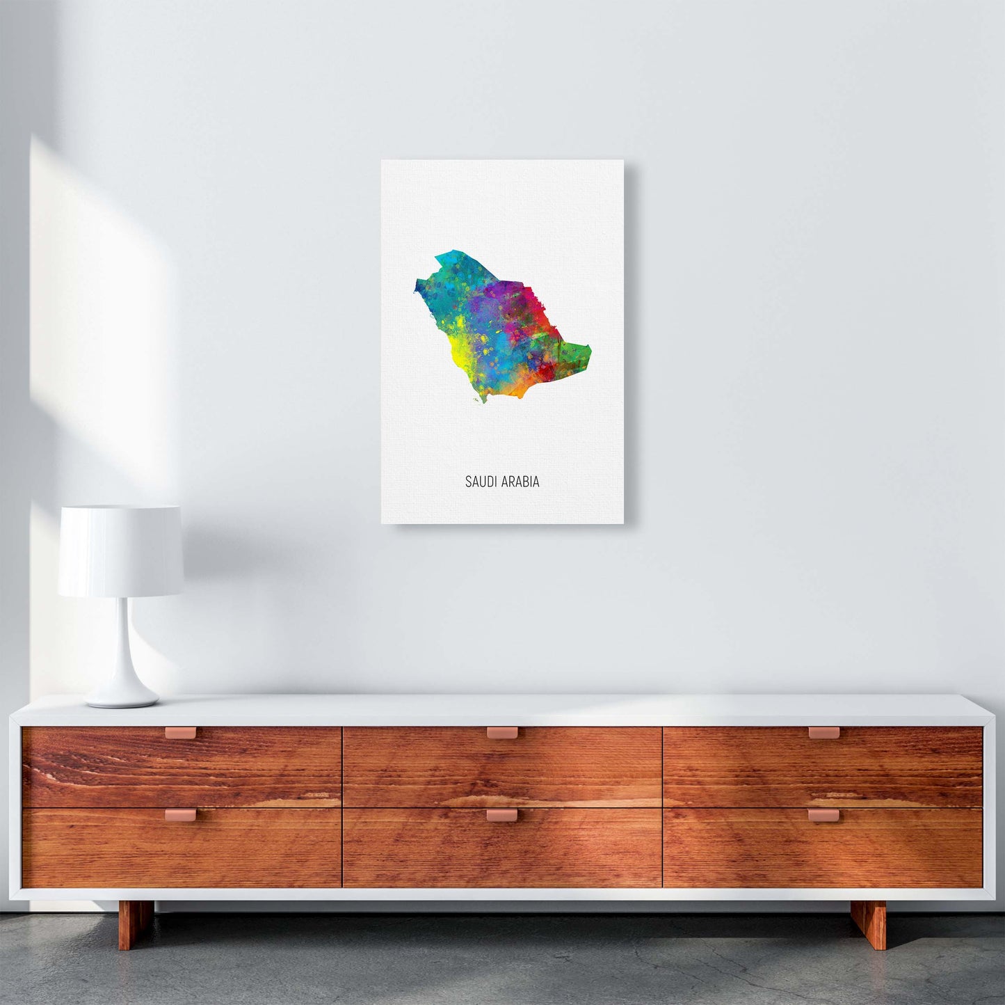 Saudi Arabia Watercolour Map Art Print by Michael Tompsett A2 Canvas