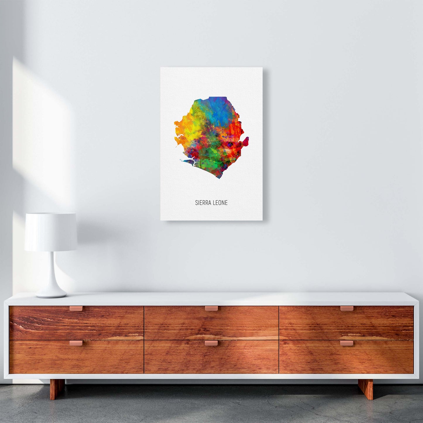 Sierra Leone Watercolour Map Art Print by Michael Tompsett A2 Canvas