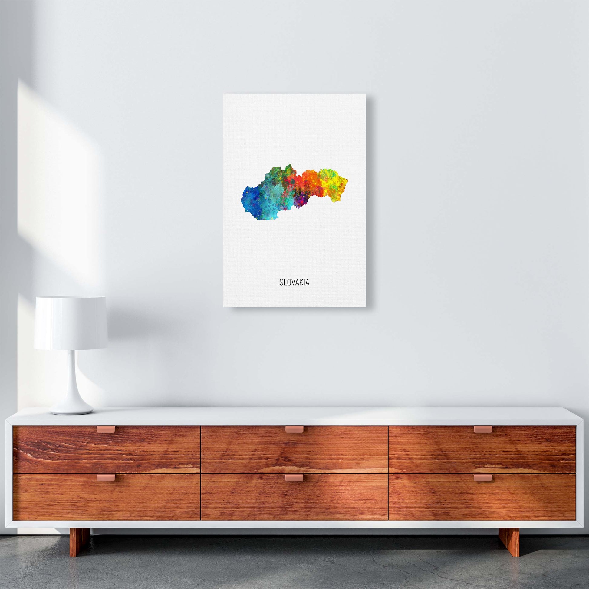 Slovakia Watercolour Map Art Print by Michael Tompsett A2 Canvas