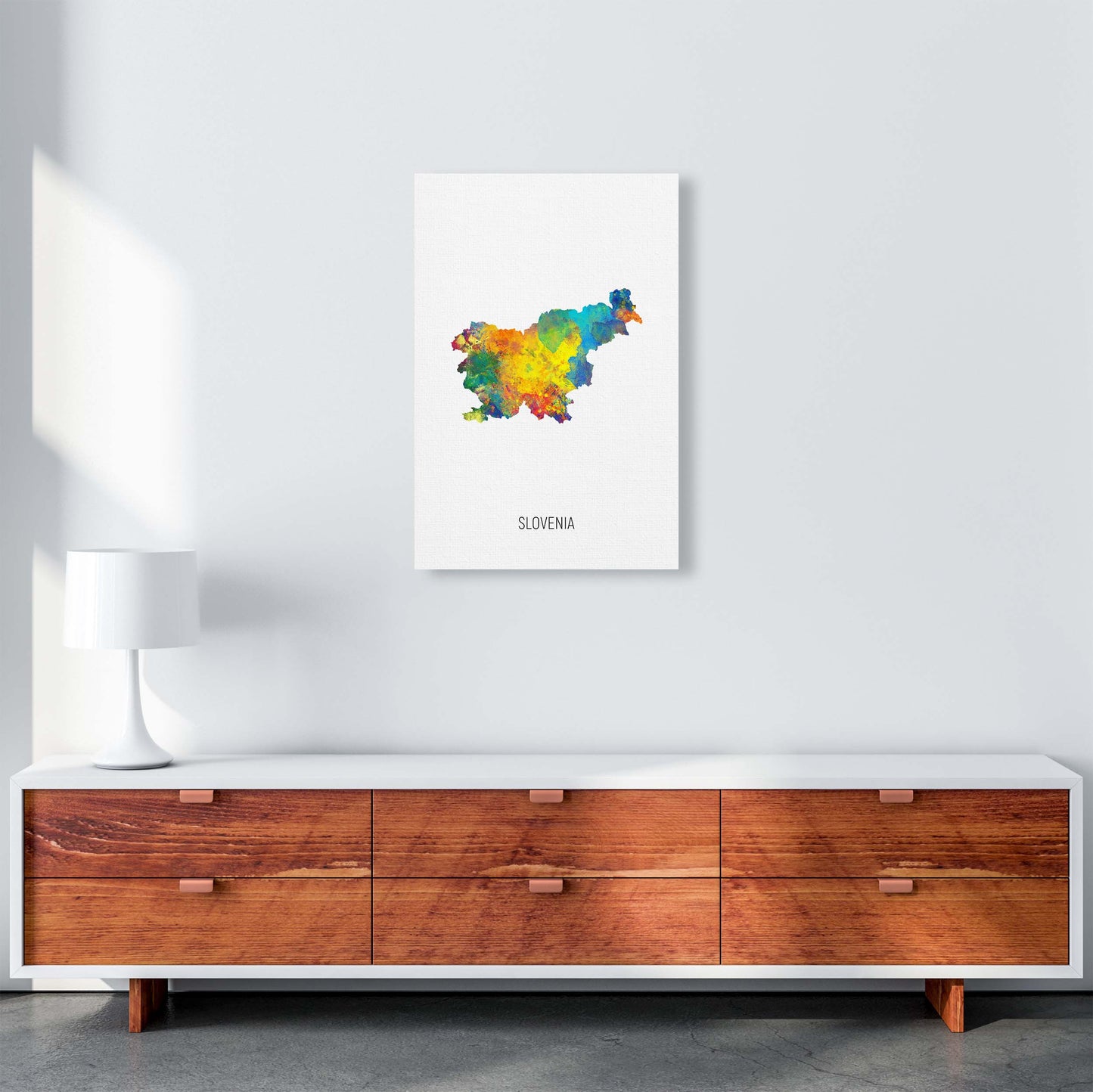 Slovenia Watercolour Map Art Print by Michael Tompsett A2 Canvas
