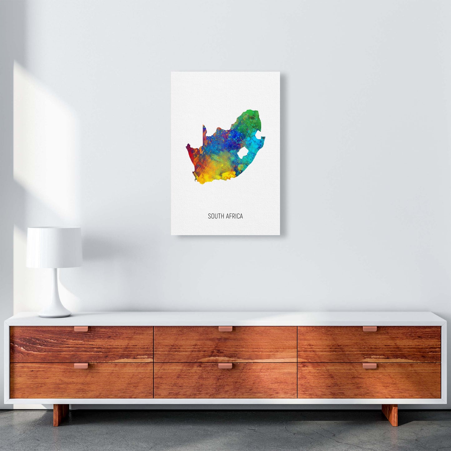 South Africa Watercolour Map Art Print by Michael Tompsett A2 Canvas