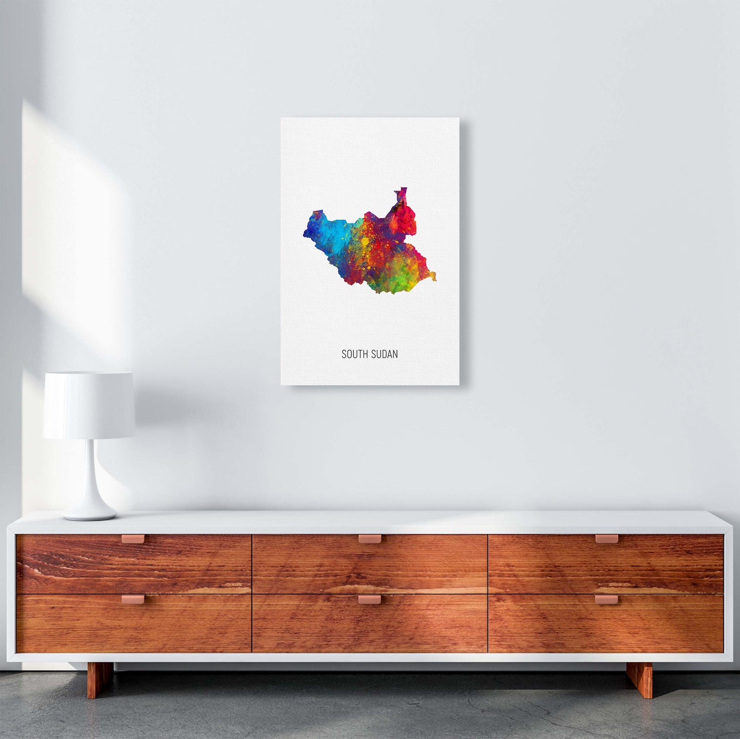South Sudan Watercolour Map Art Print by Michael Tompsett A2 Canvas