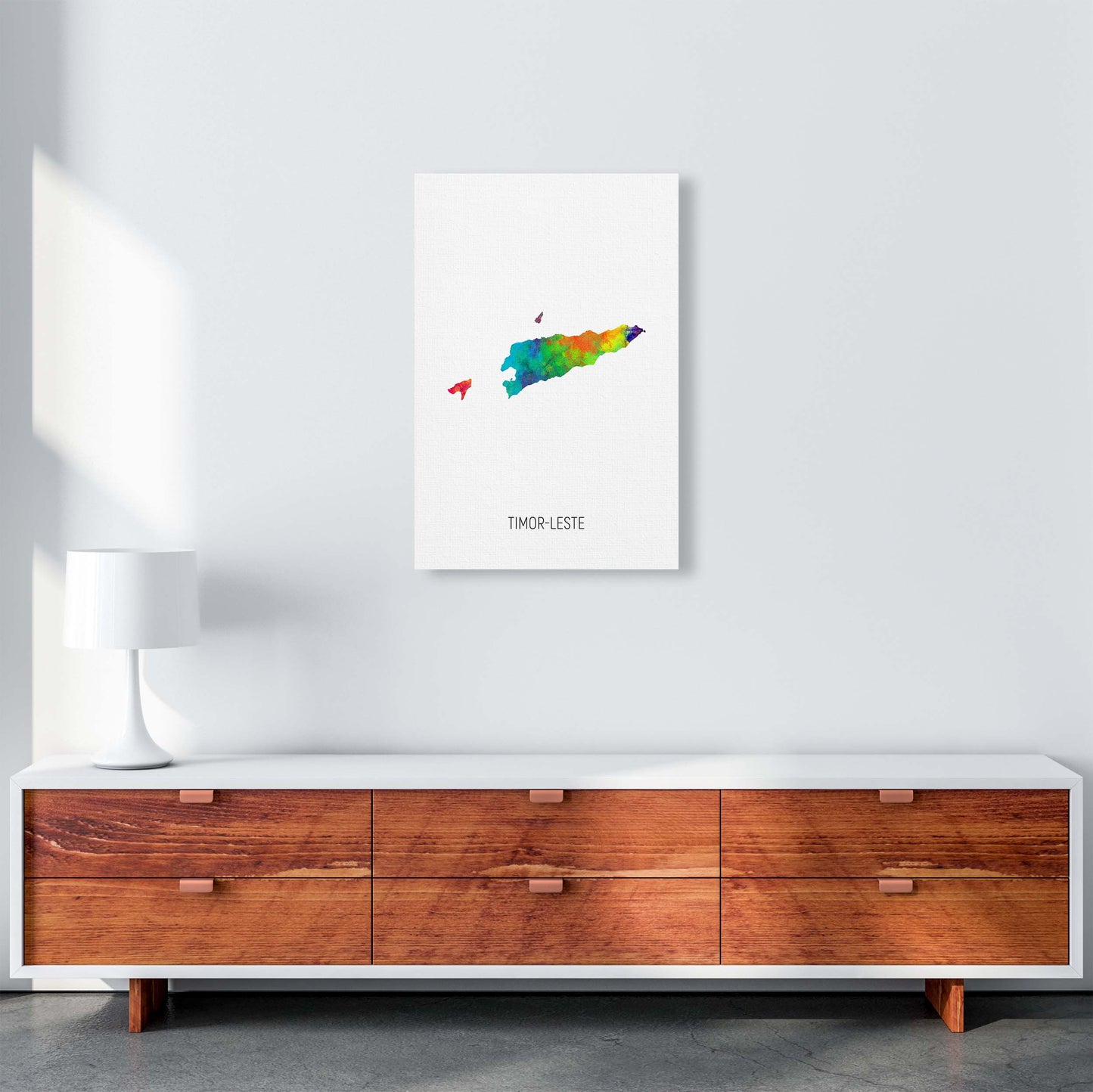 Timor-Leste Watercolour Map Art Print by Michael Tompsett A2 Canvas