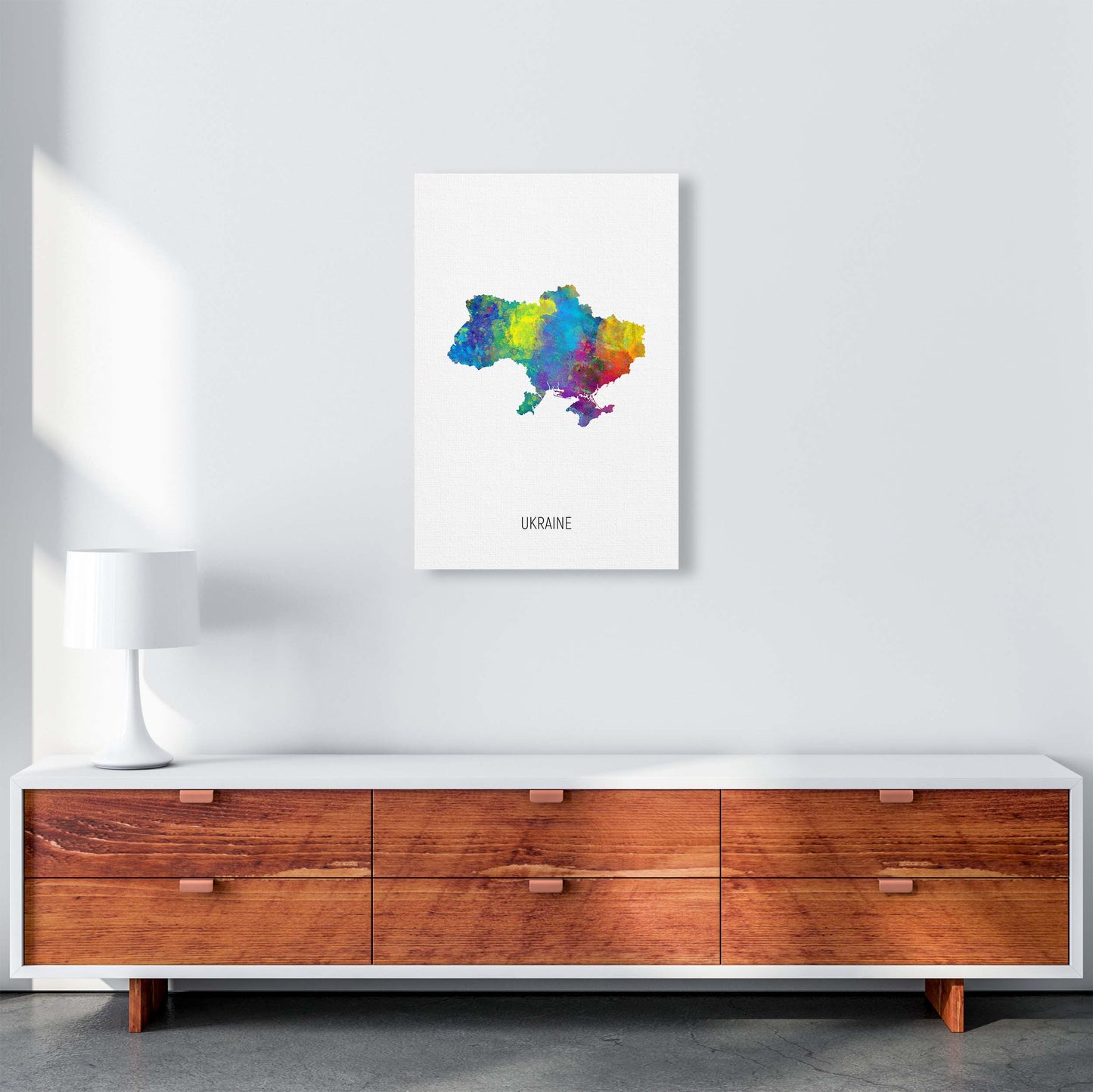 Ukraine Watercolour Map Art Print by Michael Tompsett A2 Canvas