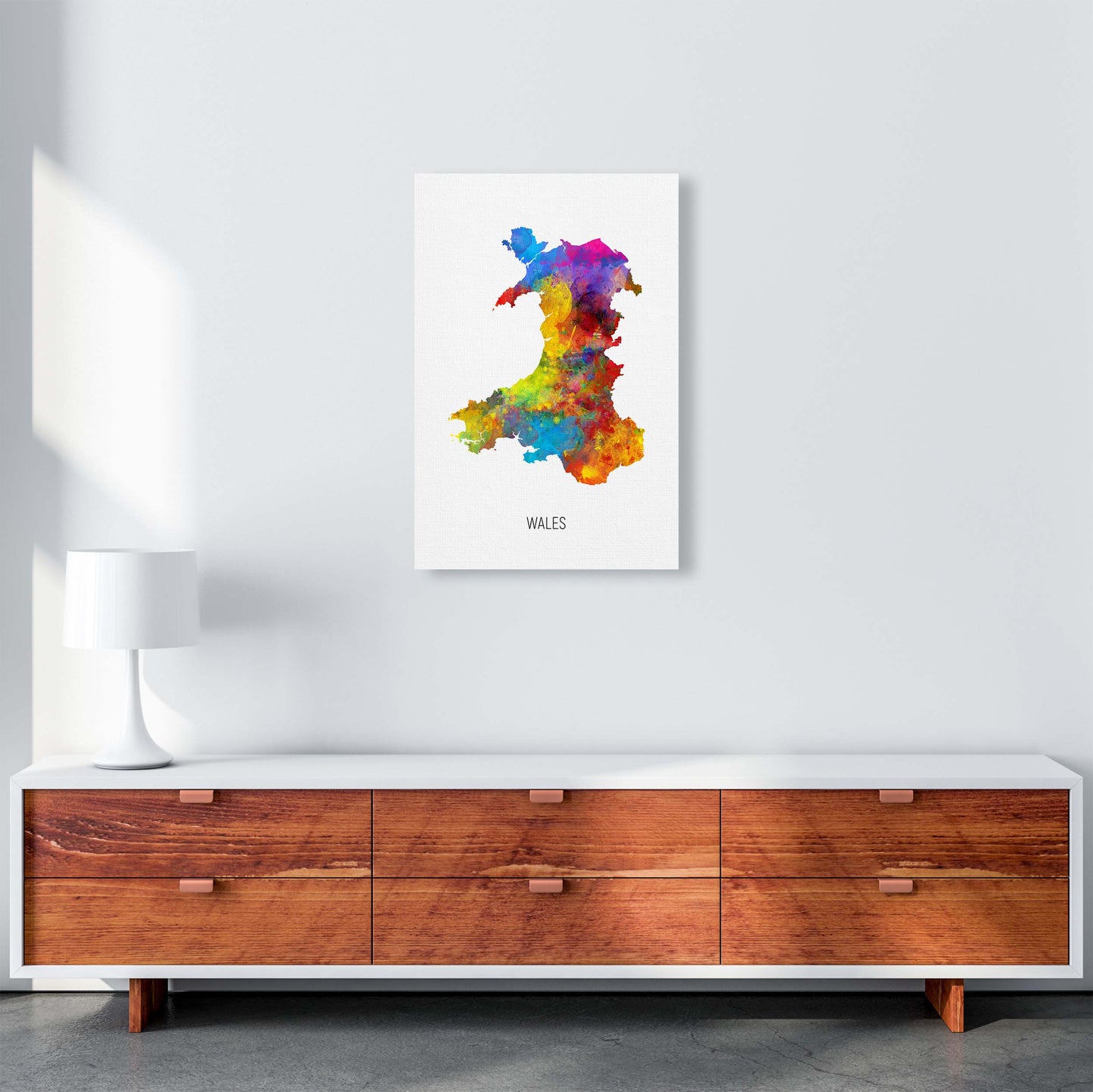 Wales Watercolour Map Art Print by Michael Tompsett A2 Canvas