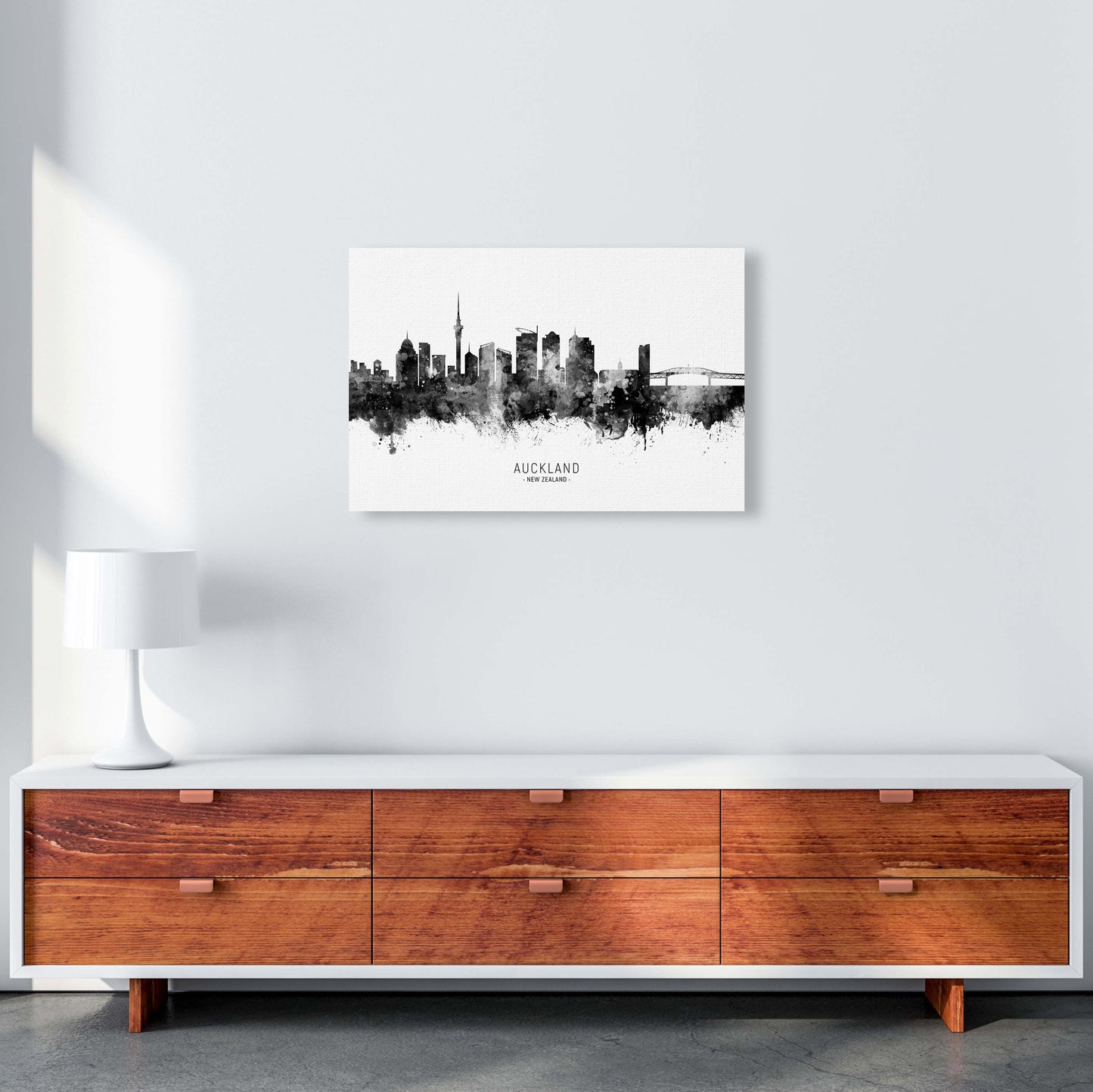 Auckland New Zealand Skyline Black White City Name by Michael Tompsett A2 Canvas