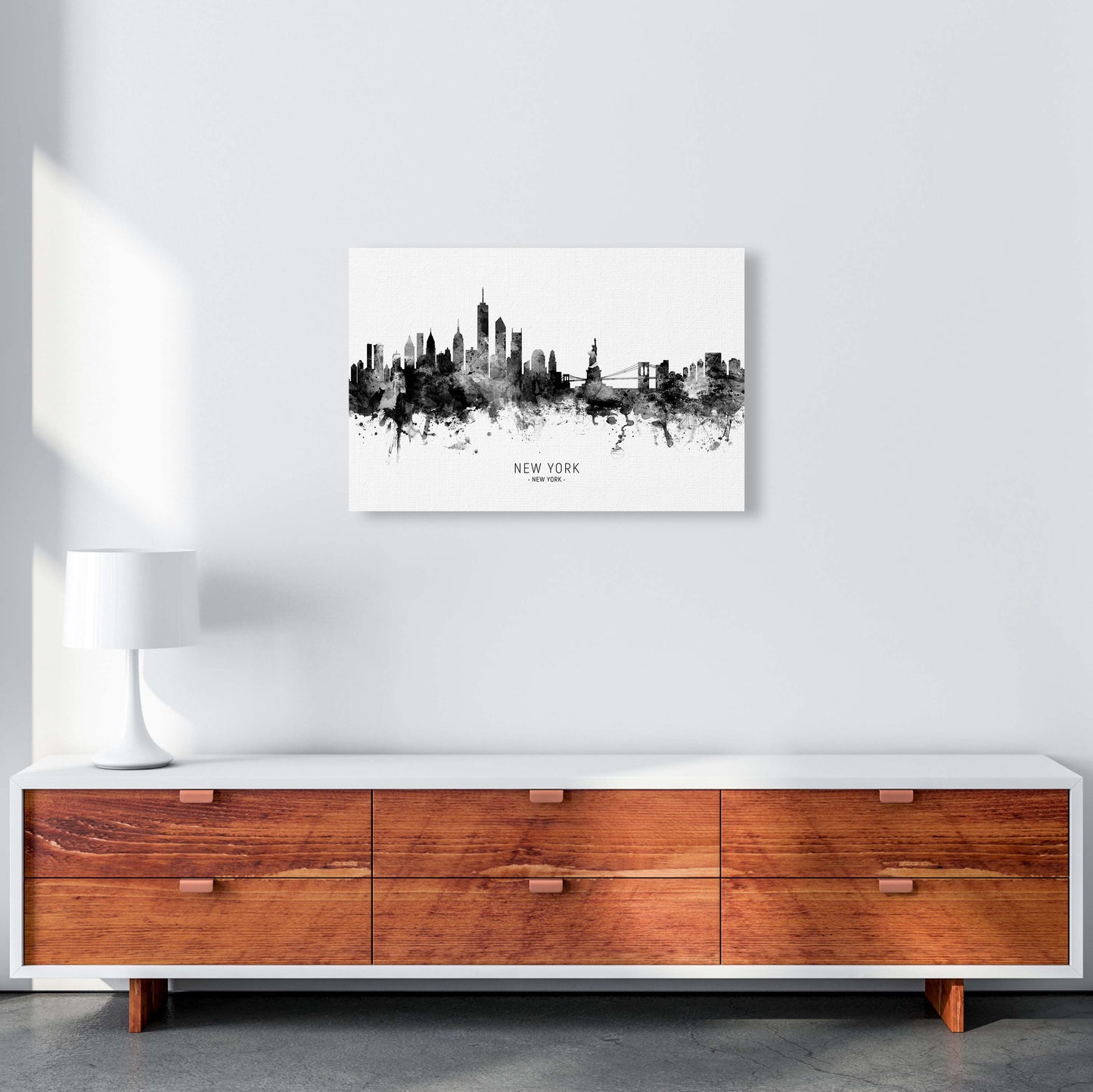 New York New York Skyline Black White City Name by Michael Tompsett A2 Canvas