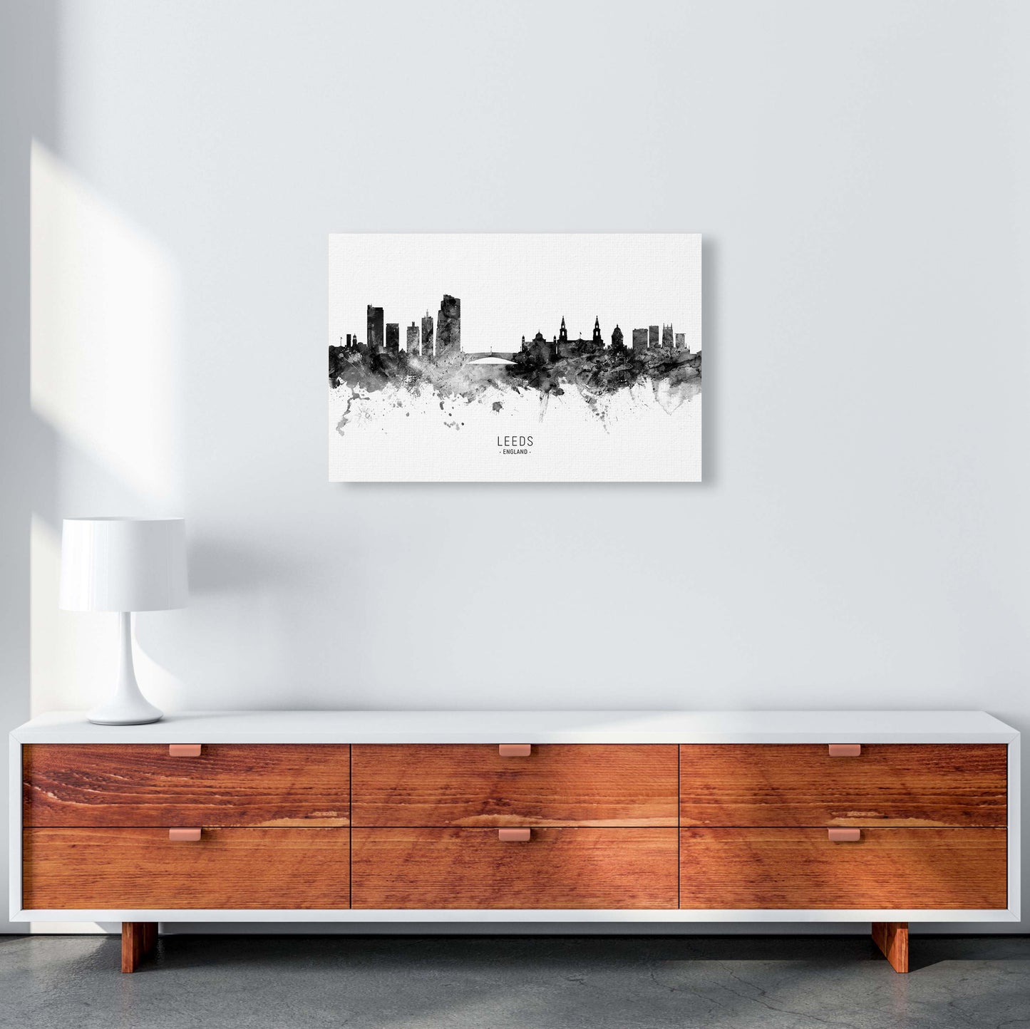 Leeds England Skyline Black White City Name by Michael Tompsett A2 Canvas