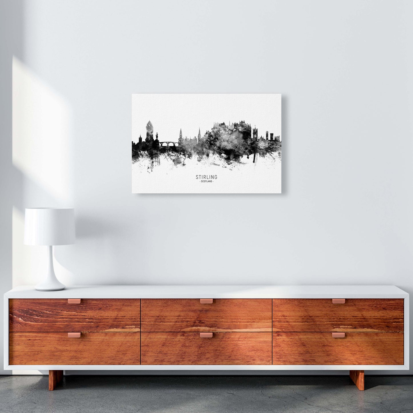 Stirling Scotland Skyline Black White City Name by Michael Tompsett A2 Canvas