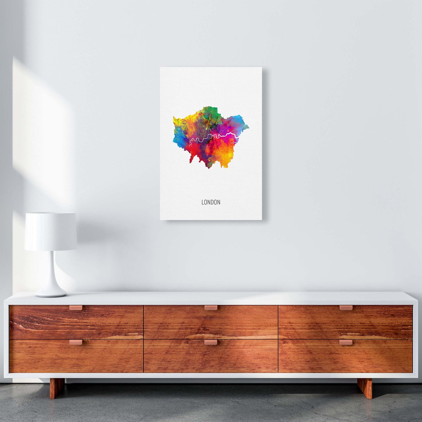London Watercolour Map Art Print by Michael Tompsett A2 Canvas