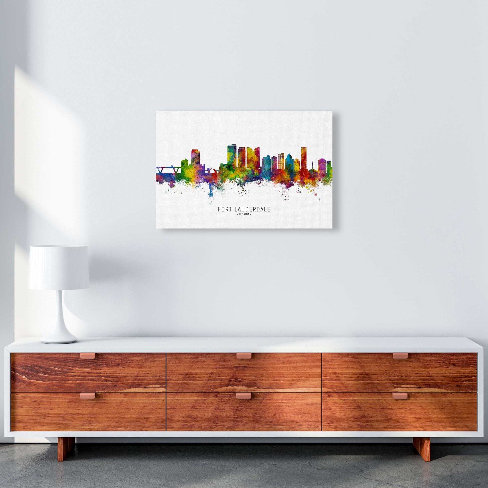 Fort Lauderdale Florida Skyline Art Print by Michael Tompsett A2 Canvas