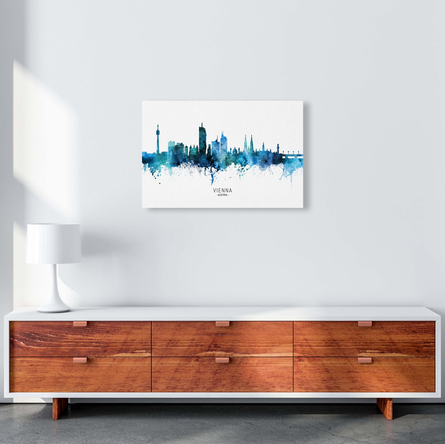 Vienna Austria Skyline Blue City Name by Michael Tompsett A2 Canvas