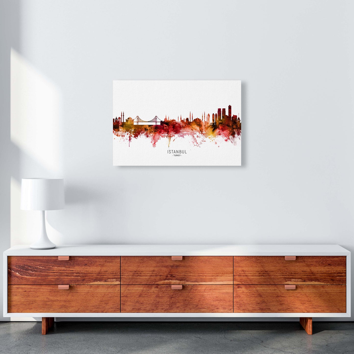 Istanbul Turkey Skyline Red City Name by Michael Tompsett A2 Canvas