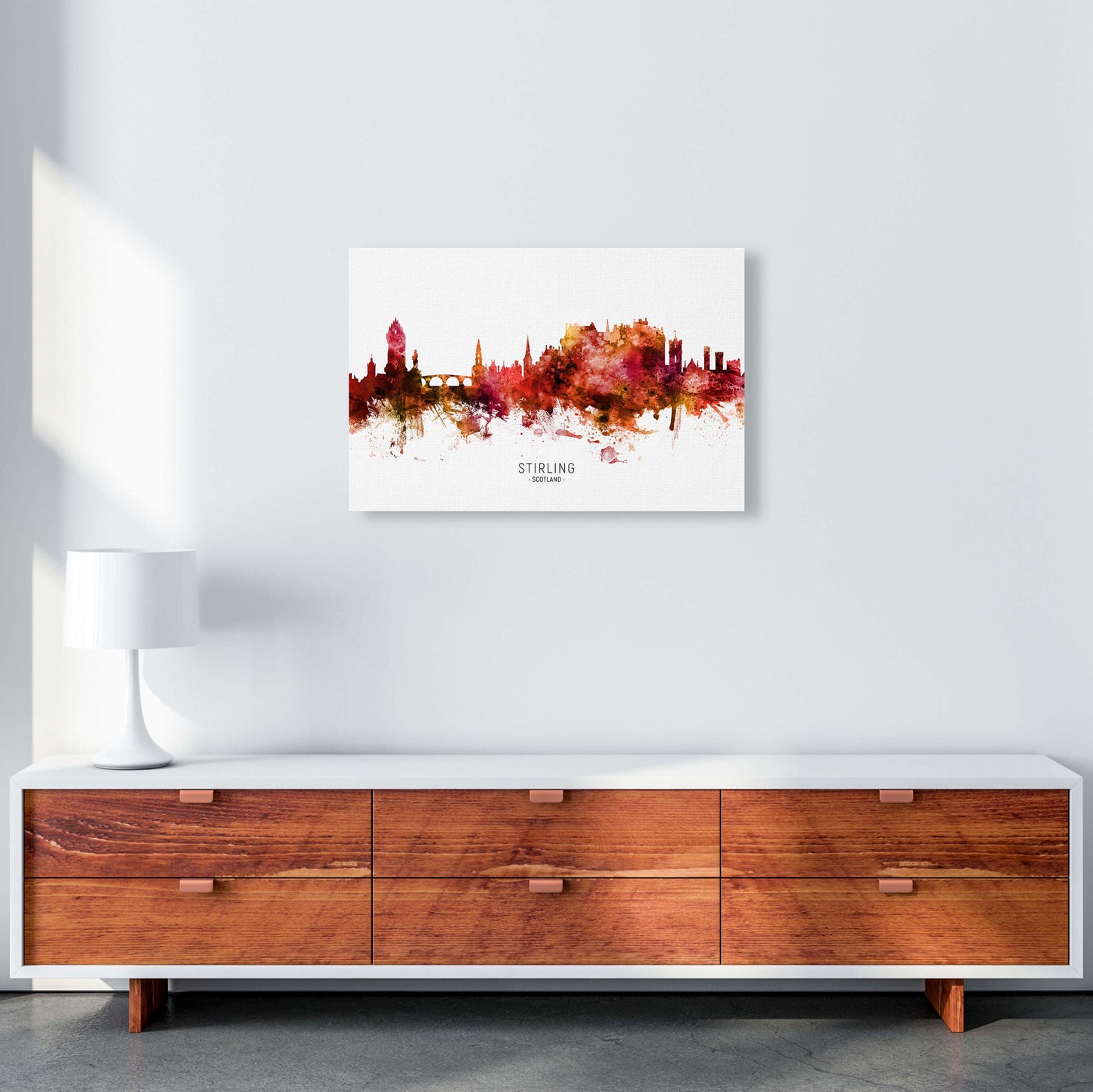 Stirling Scotland Skyline Red City Name by Michael Tompsett A2 Canvas