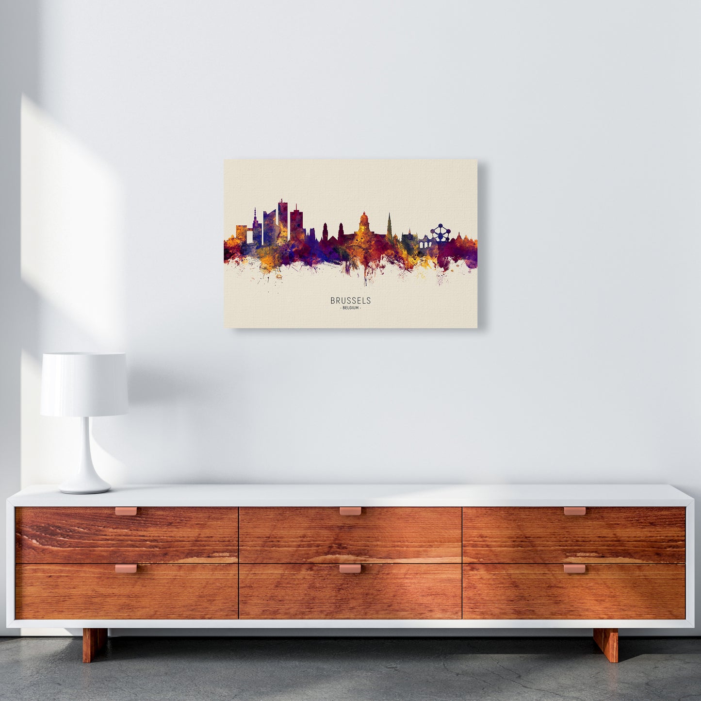 Brussels Belgium Skyline Autumn City Name Art Print by Michael Tompsett A2 Canvas