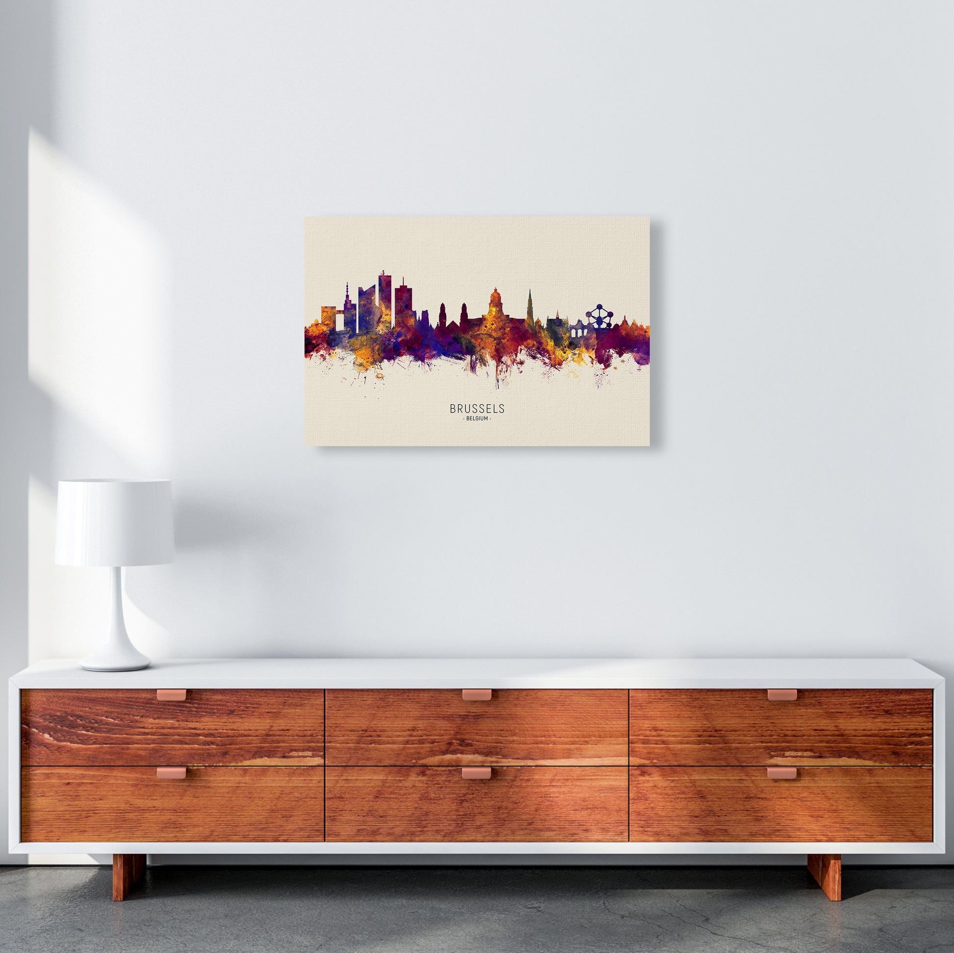 Brussels Belgium Skyline Autumn City Name Art Print by Michael Tompsett A2 Canvas