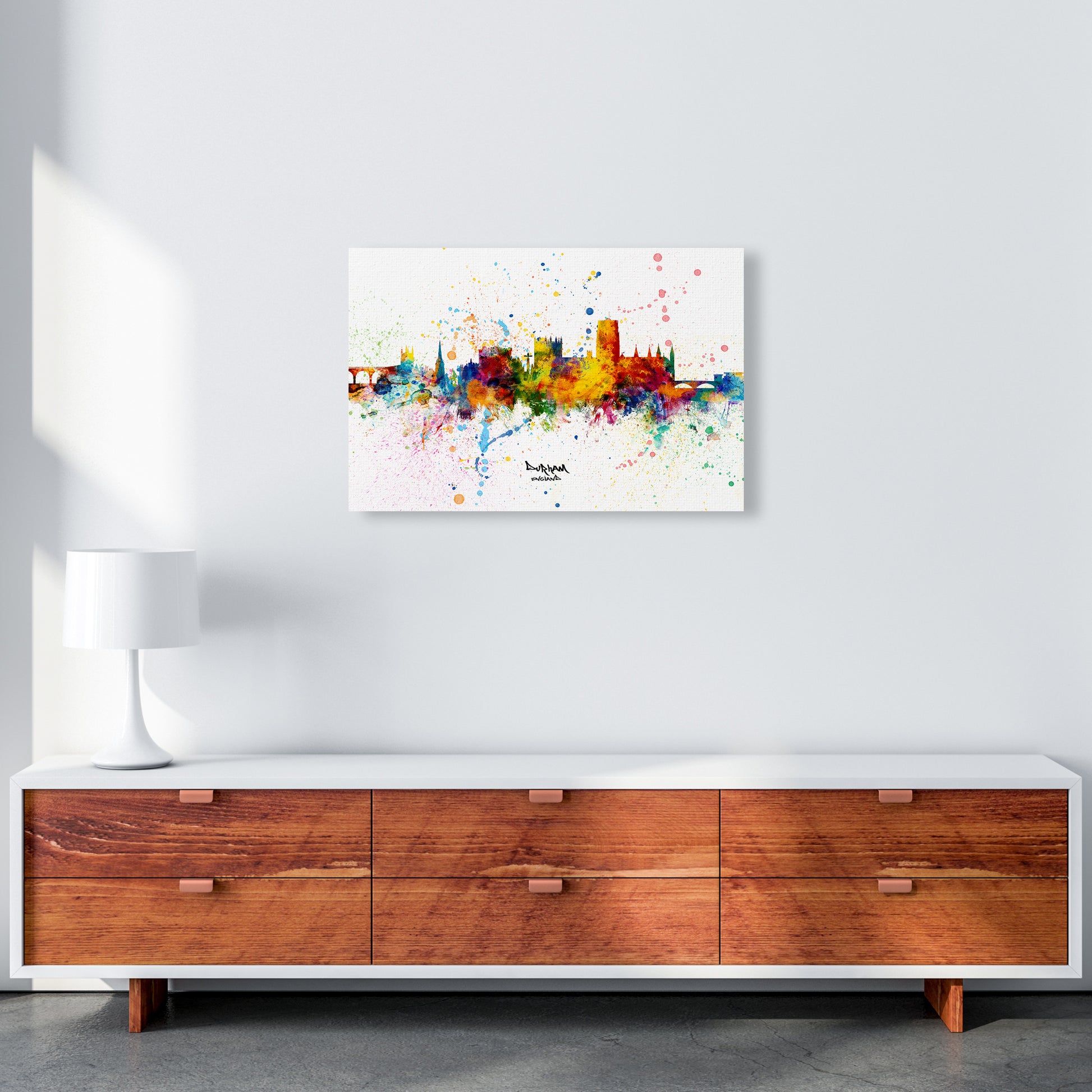 Durham England Skyline Splash Art Print by Michael Tompsett A2 Canvas