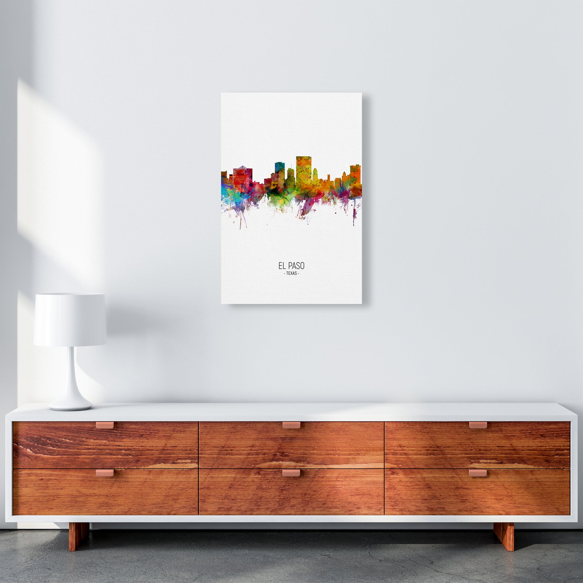 El Paso Texas Skyline Portrait Art Print by Michael Tompsett A2 Canvas