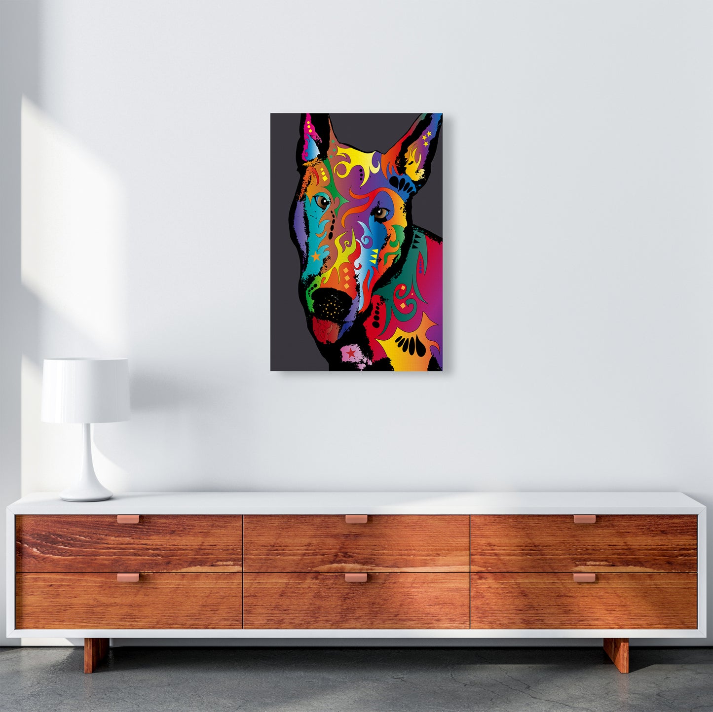 English Bull Terrier Dog Art Print by Michael Tompsett A2 Canvas