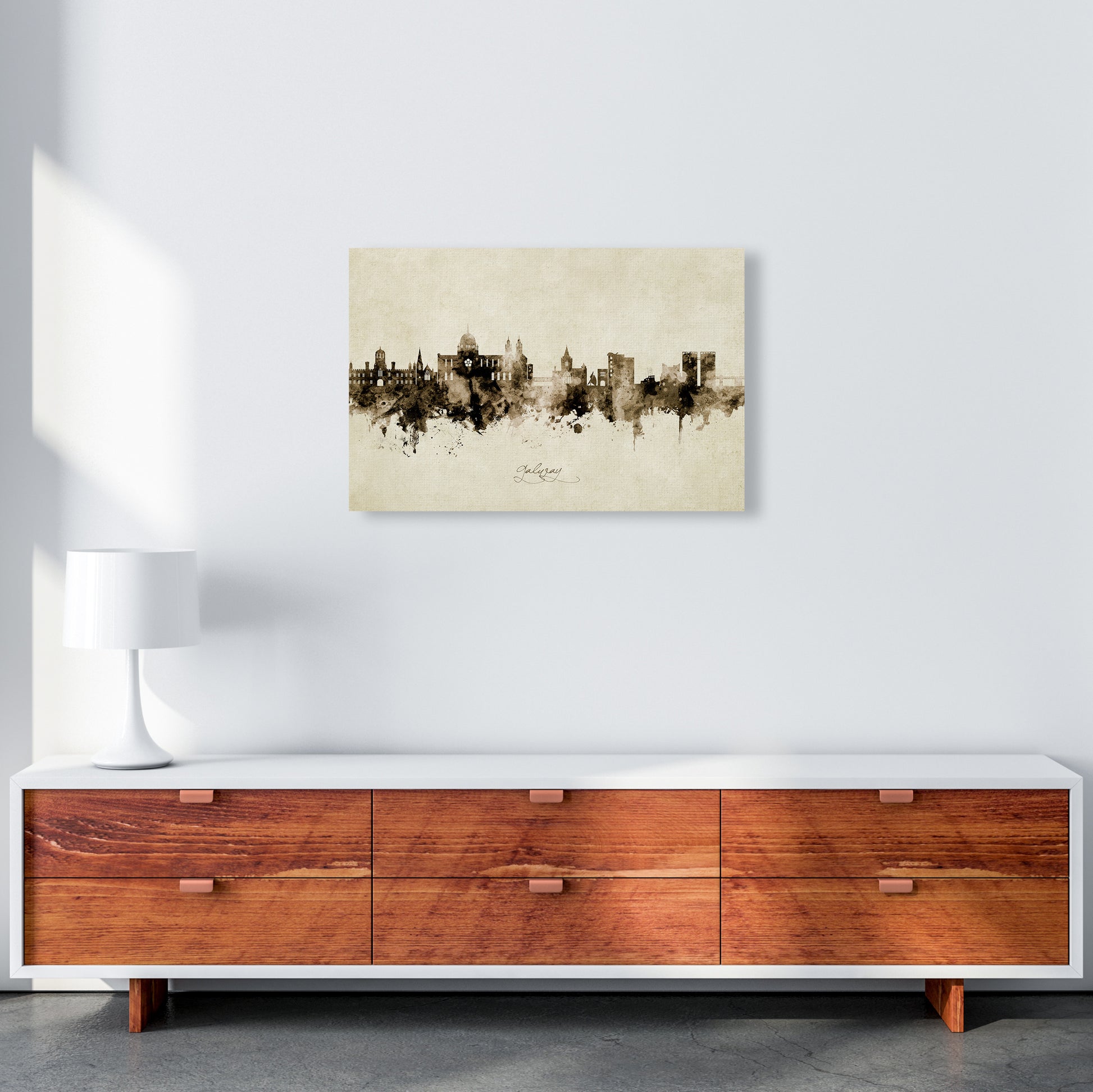 Galway Ireland Skyline Vintage Art Print by Michael Tompsett A2 Canvas