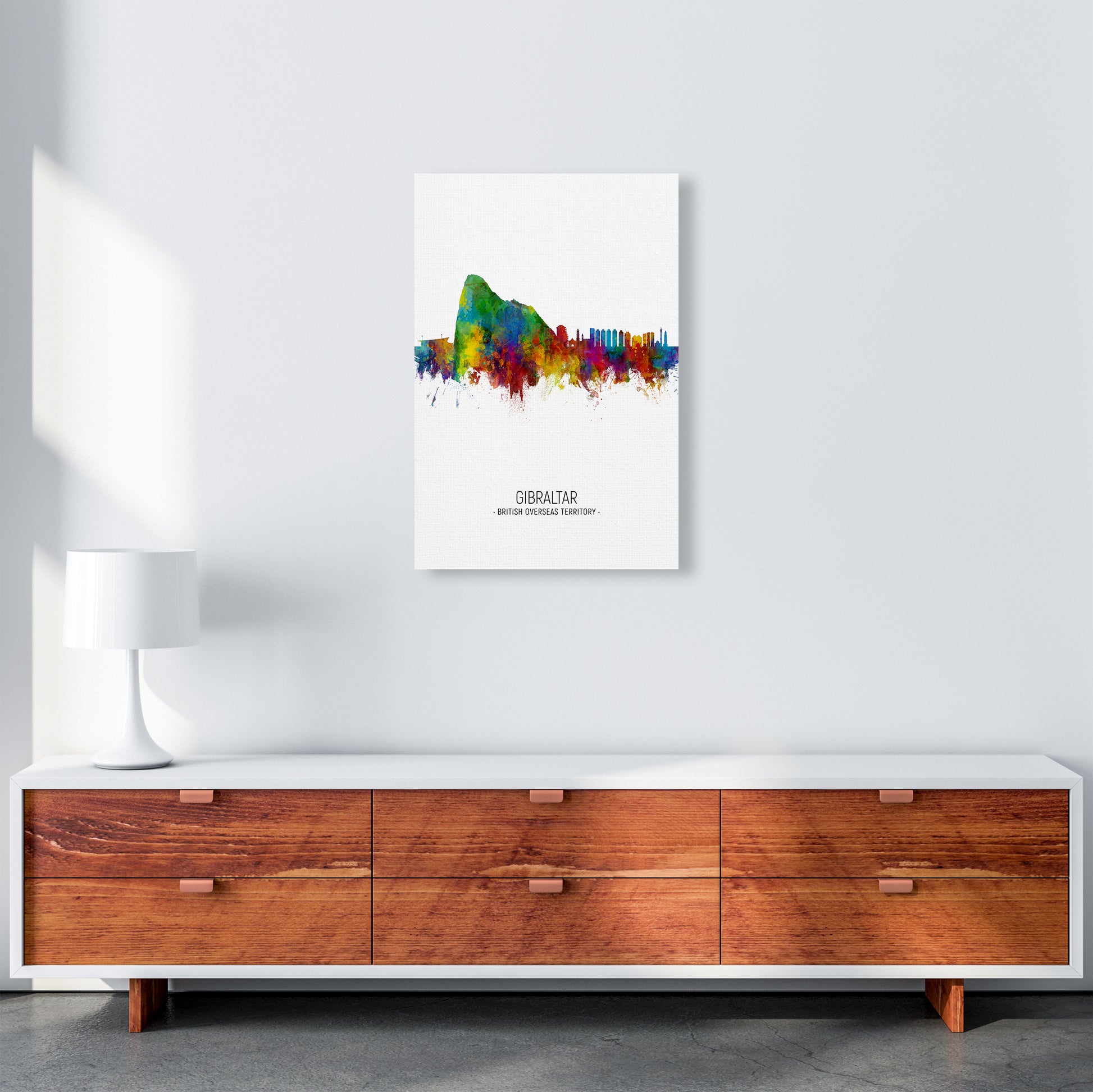 Gibraltar Skyline Portrait Art Print by Michael Tompsett A2 Canvas