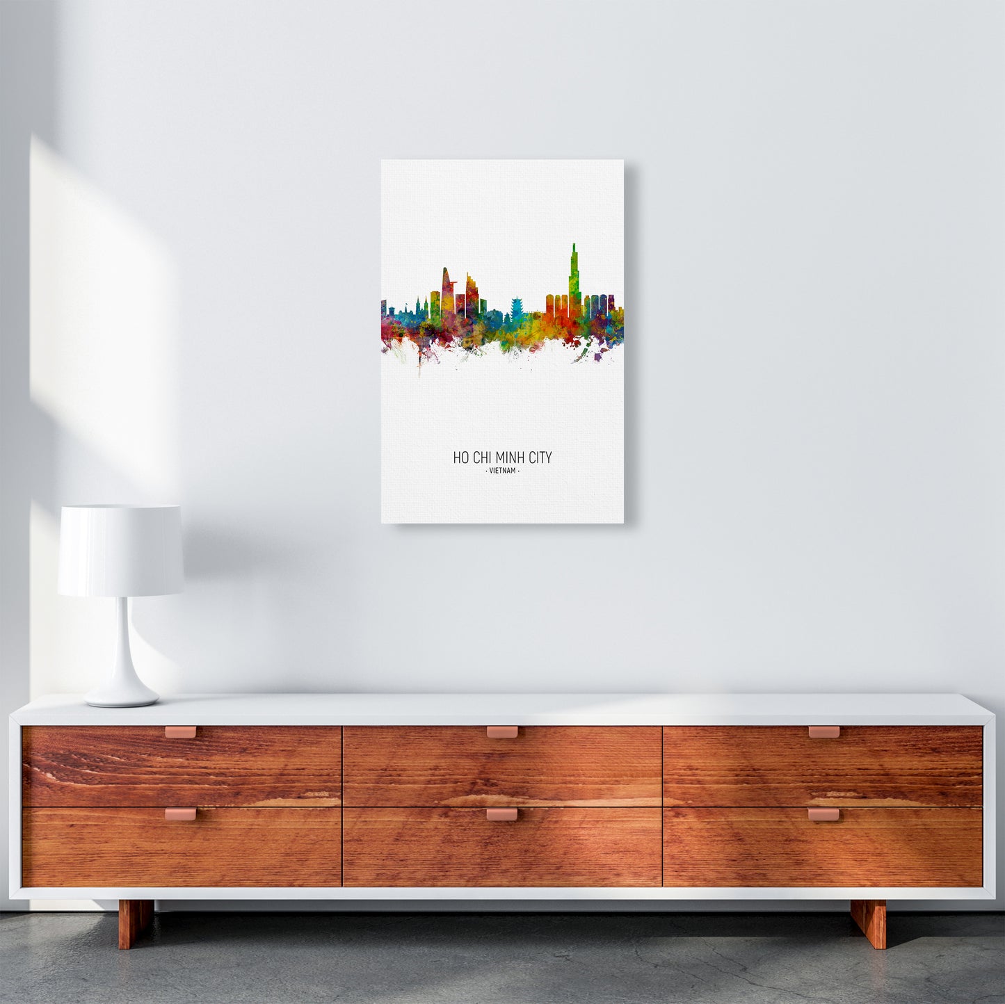 Ho Chi Minh City Vietnam Skyline Portrait Art Print by Michael Tompsett A2 Canvas