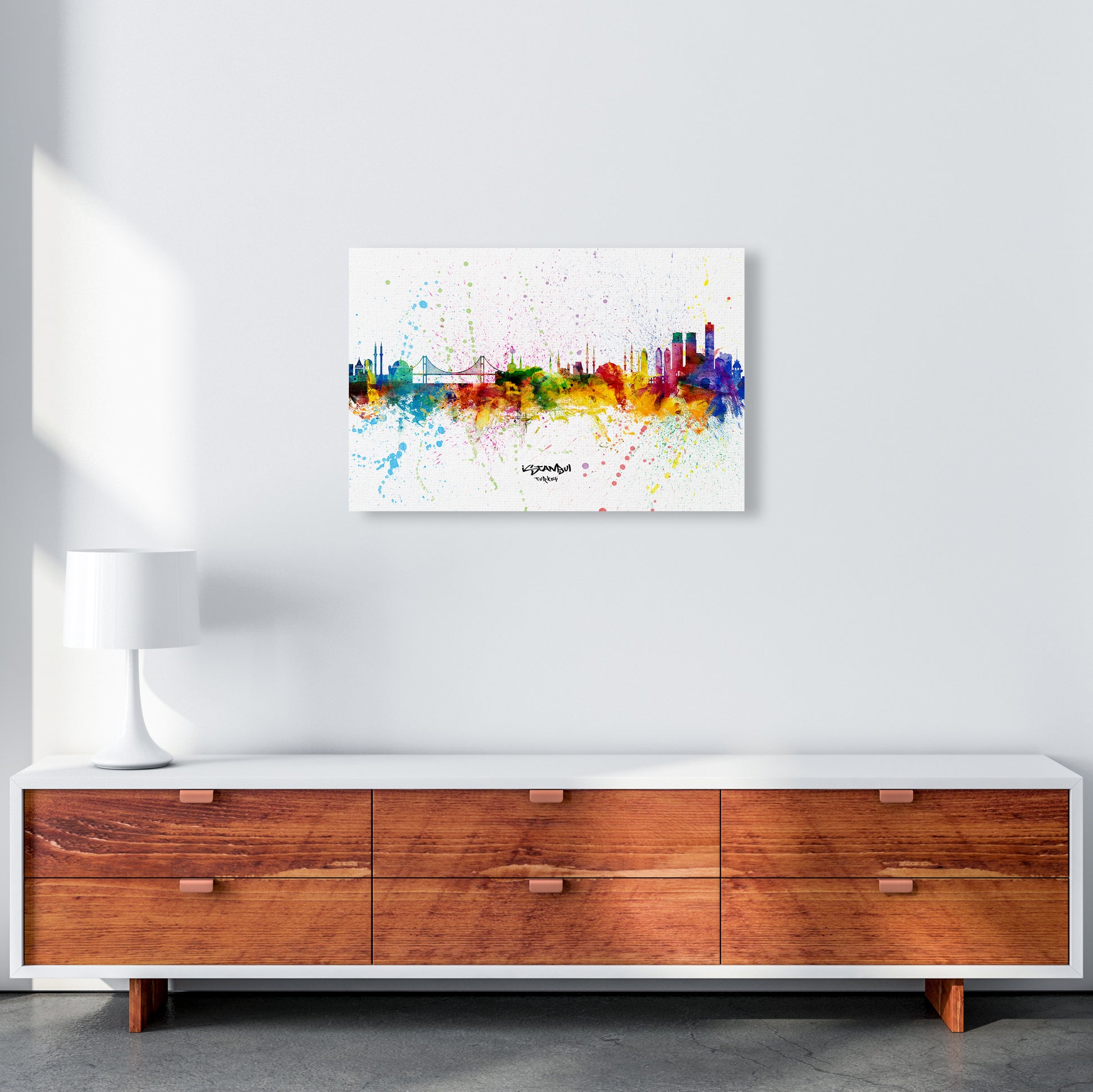 Istanbul Turkey Skyline Splash Art Print by Michael Tompsett A2 Canvas