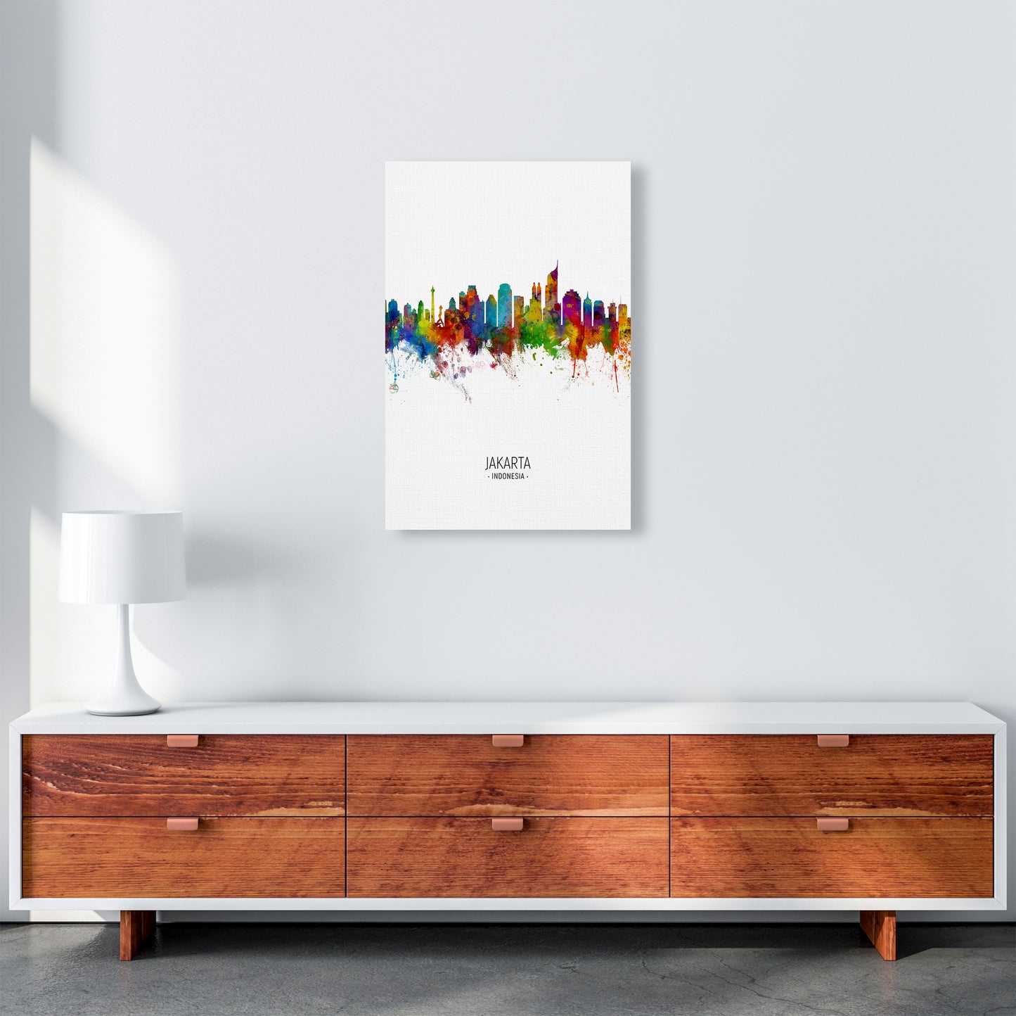 Jakarta Indonesia Skyline Portrait Art Print by Michael Tompsett A2 Canvas