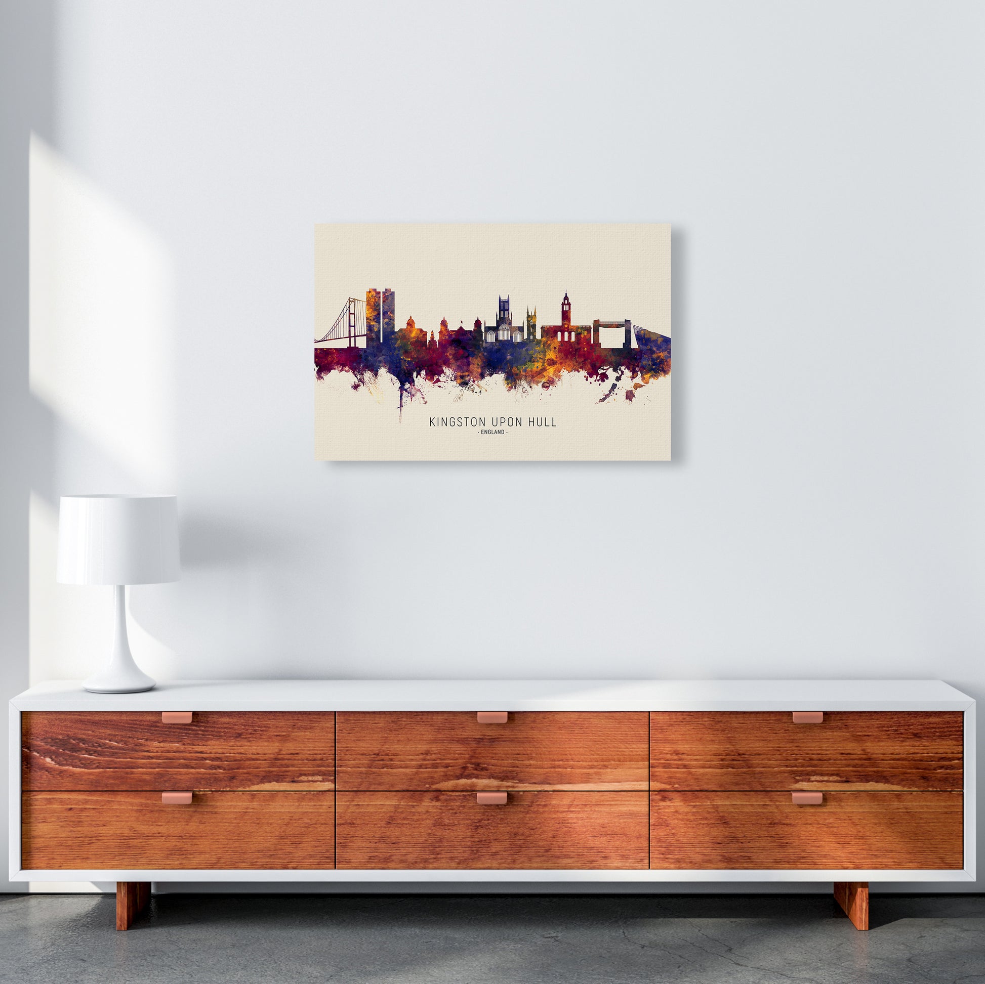 Kingston Upon Hull England Skyline Autumn City Name Art Print by Michael Tompsett A2 Canvas