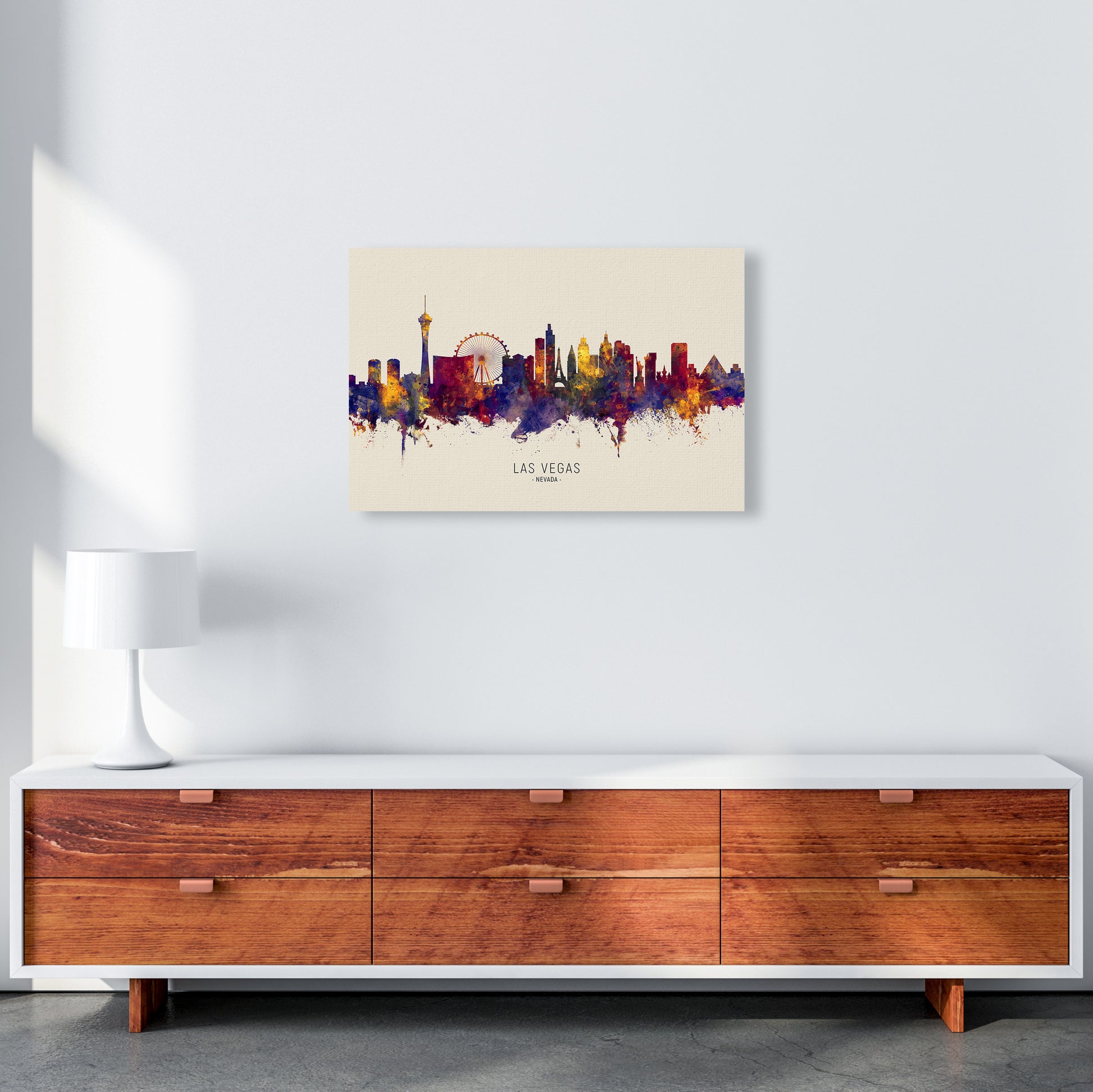 Las Vegas Nevada Skyline Autumn City Name Art Print by Michael Tompsett A2 Canvas