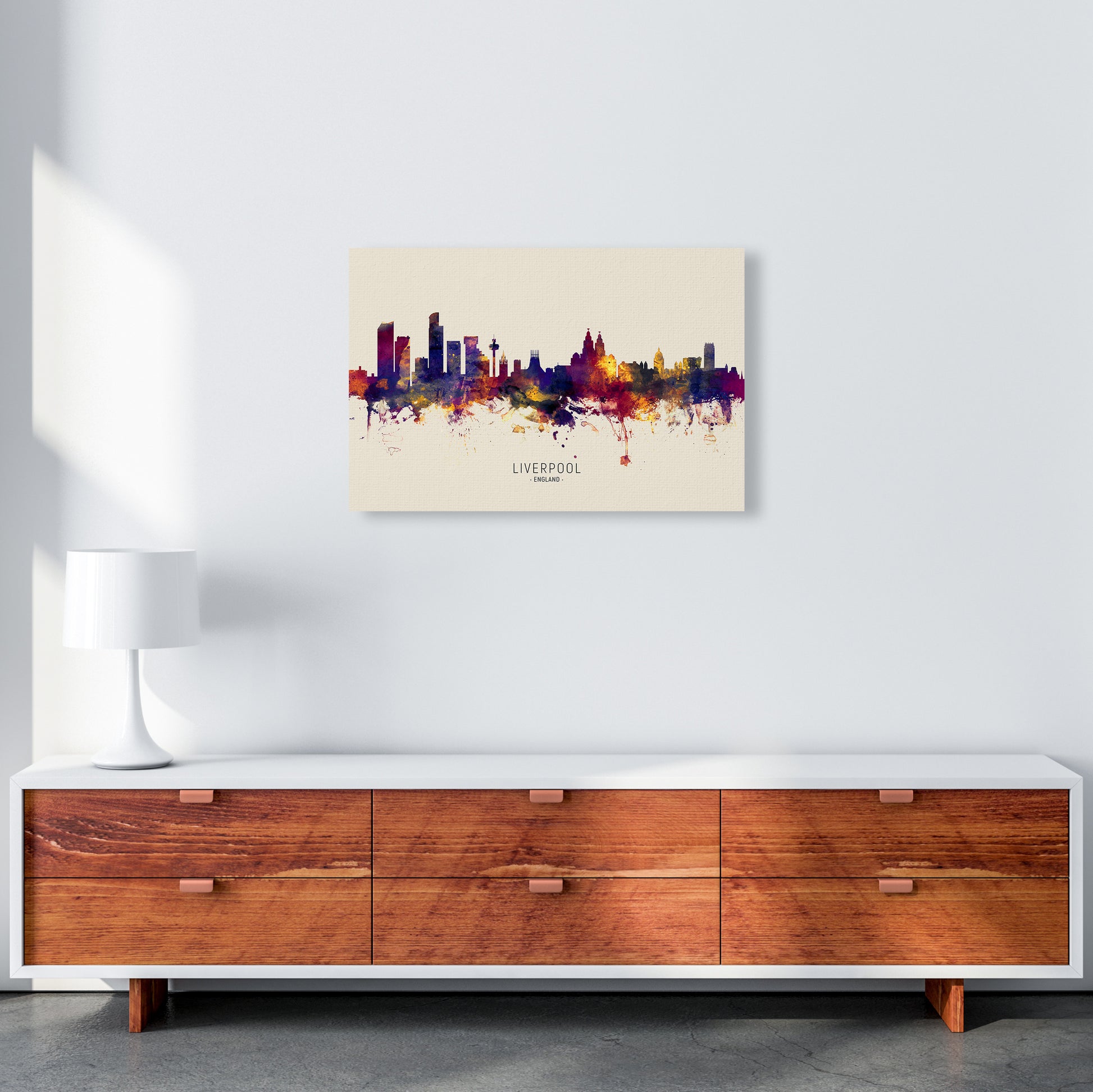 Liverpool England Skyline Autumn City Name Art Print by Michael Tompsett A2 Canvas