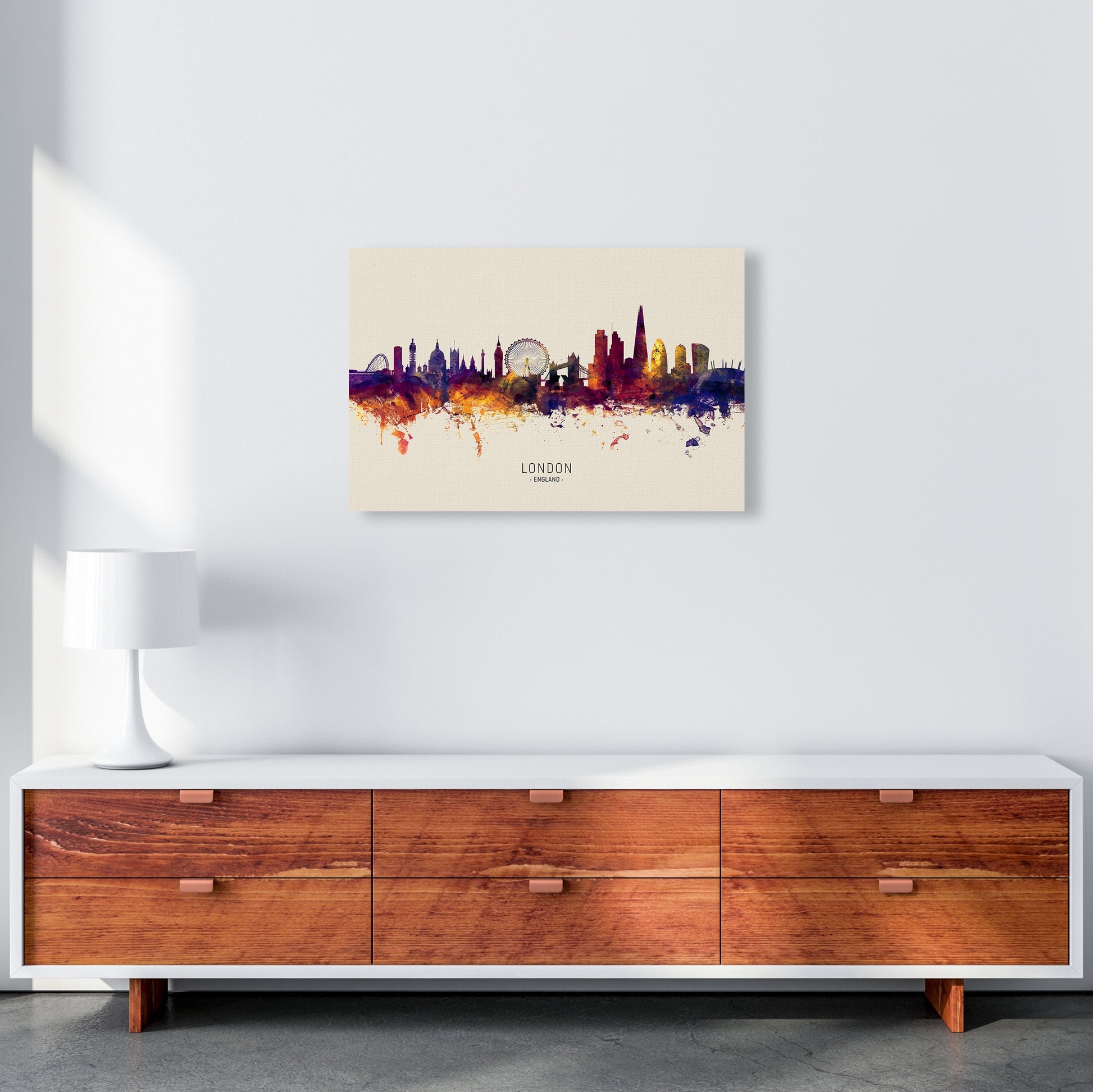 London England Skyline Autumn City Name Art Print by Michael Tompsett A2 Canvas