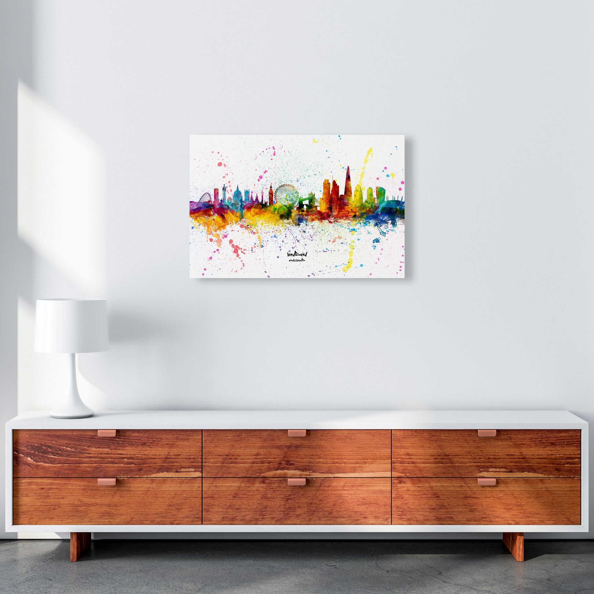 London England Skyline Splash Art Print by Michael Tompsett A2 Canvas