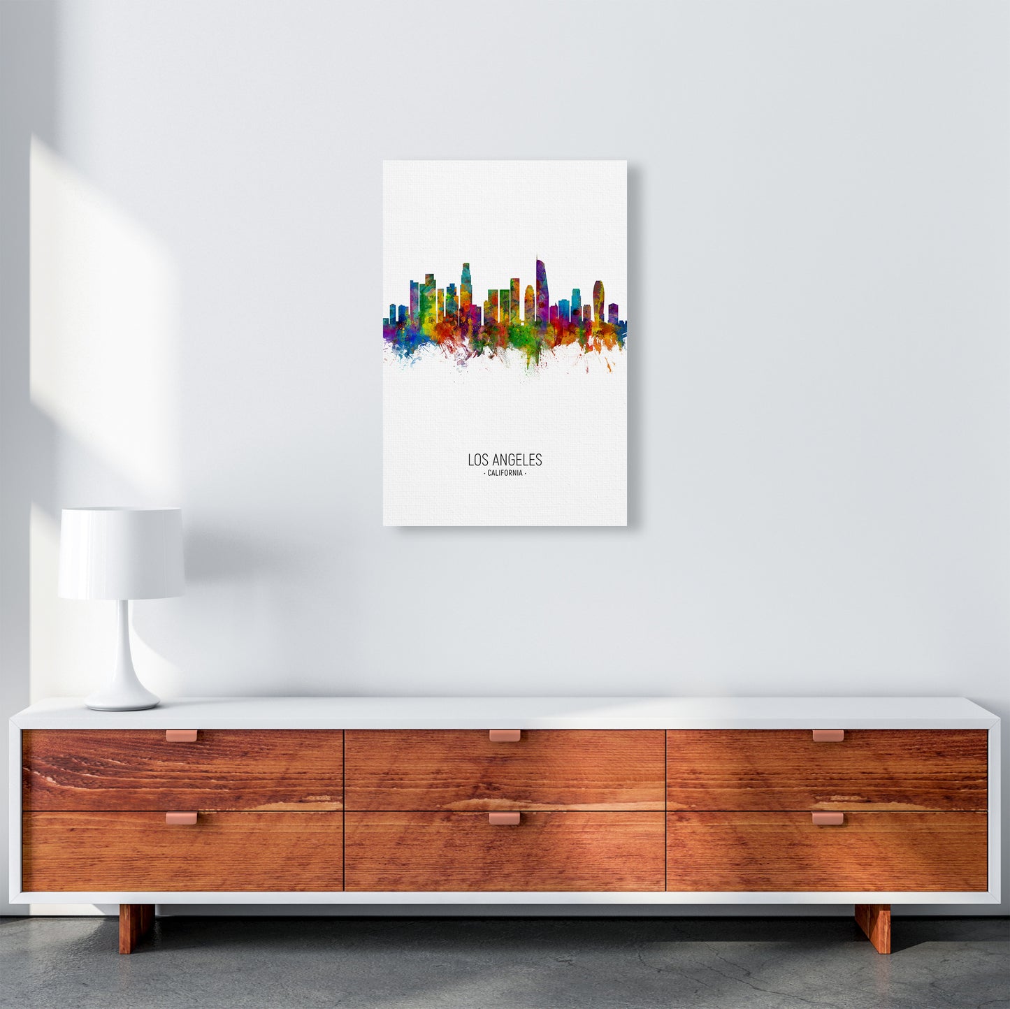 Los Angeles California Skyline Portrait Art Print by Michael Tompsett A2 Canvas
