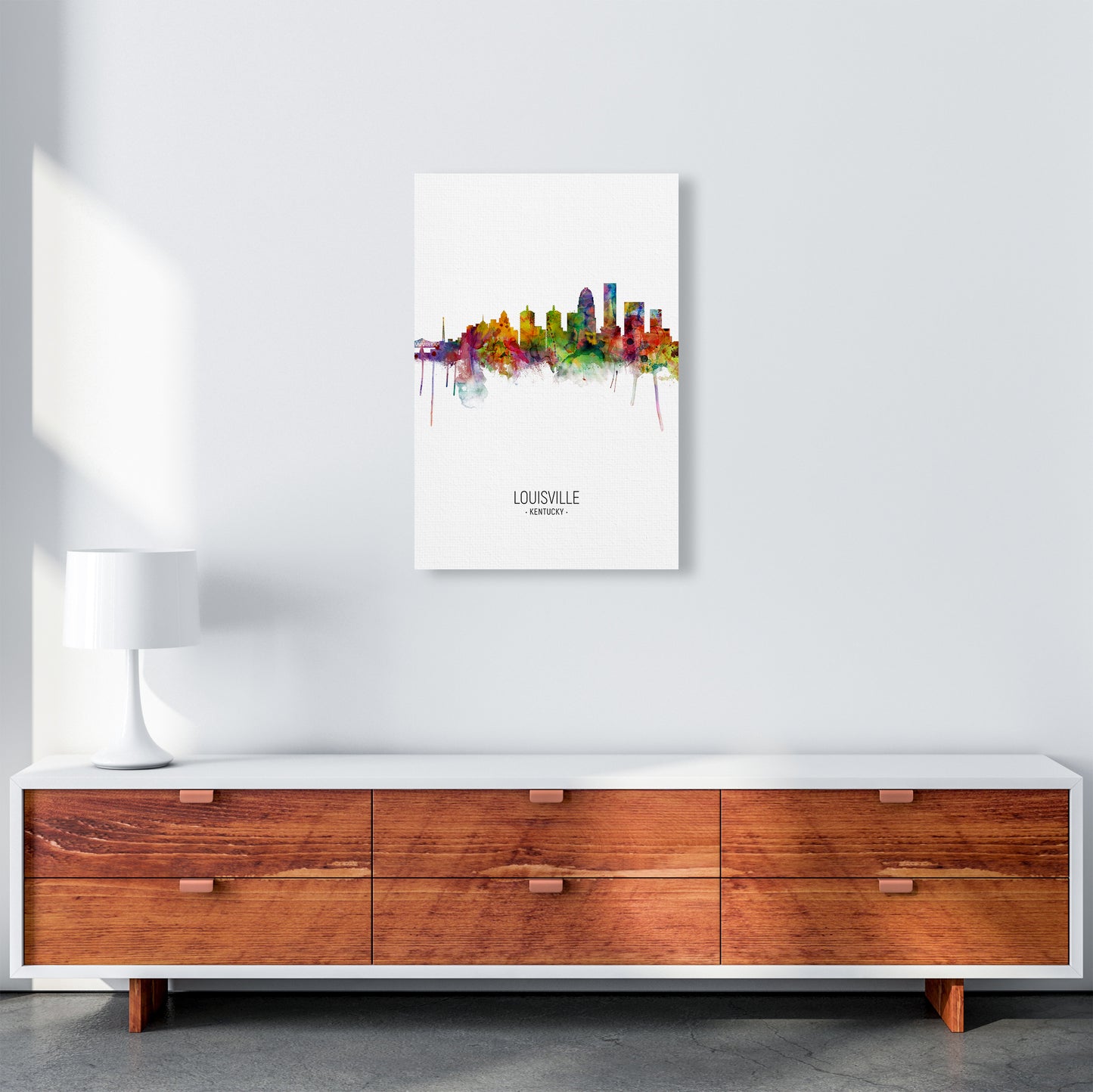 Louisville Kentucky Skyline Portrait Art Print by Michael Tompsett A2 Canvas