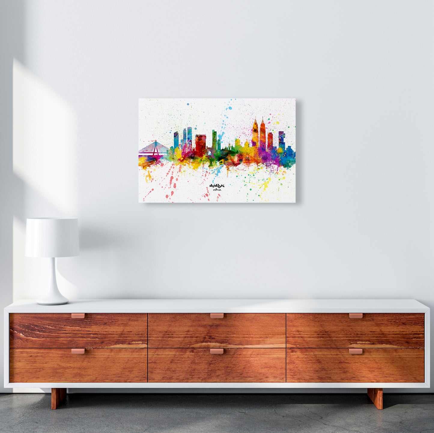 Mumbai India Skyline Splash Art Print by Michael Tompsett A2 Canvas