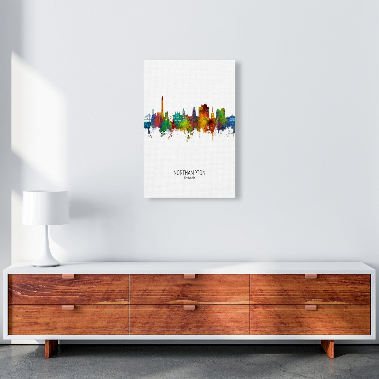 Northampton England Skyline Portrait Art Print by Michael Tompsett A2 Canvas
