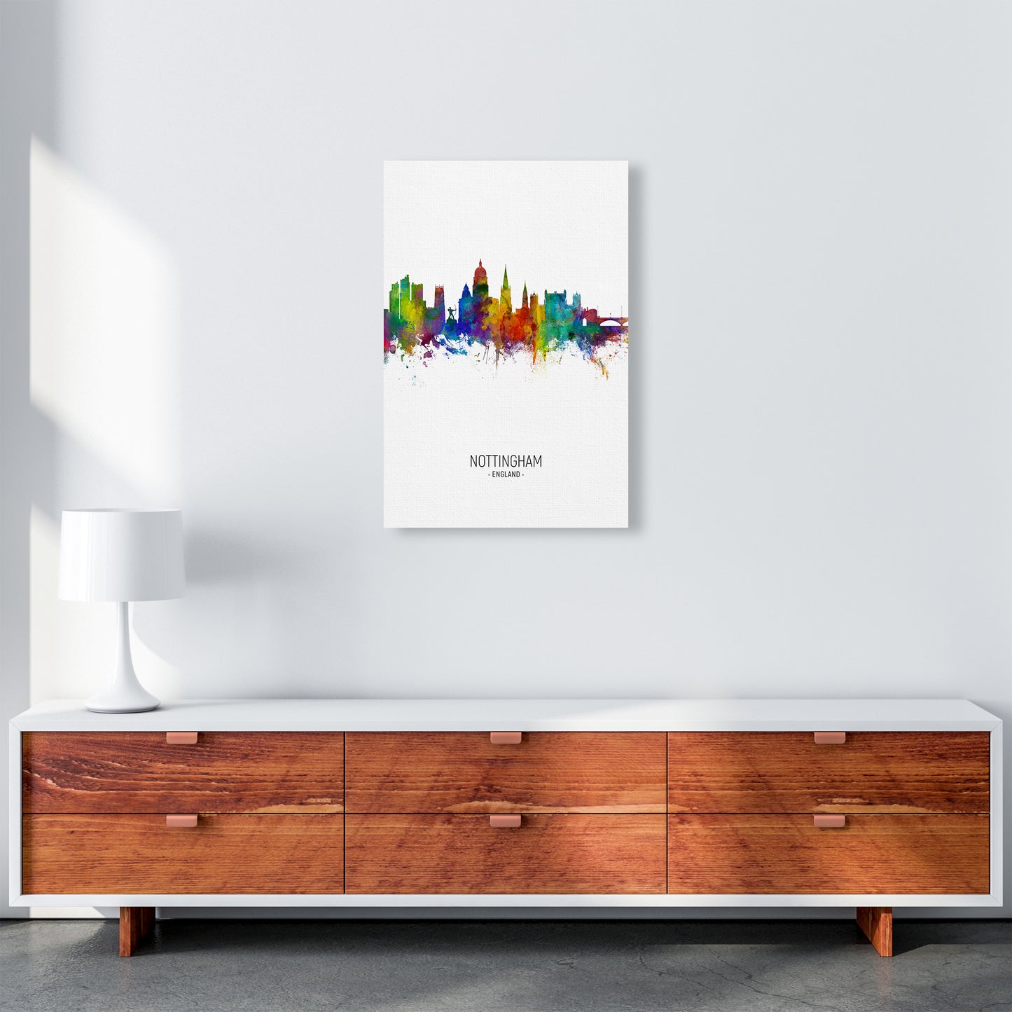 Nottingham England Skyline Portrait Art Print by Michael Tompsett A2 Canvas