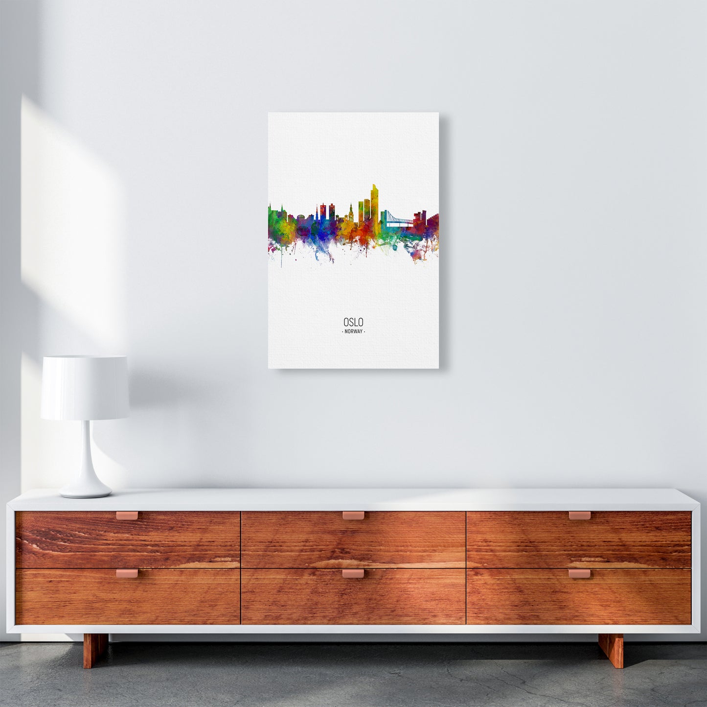 Oslo Norway Skyline Portrait Art Print by Michael Tompsett A2 Canvas