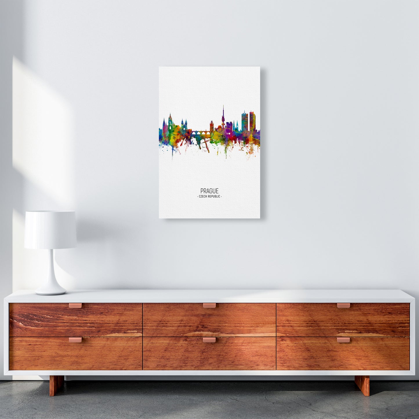 Prague Czech Republic Skyline Portrait Art Print by Michael Tompsett A2 Canvas