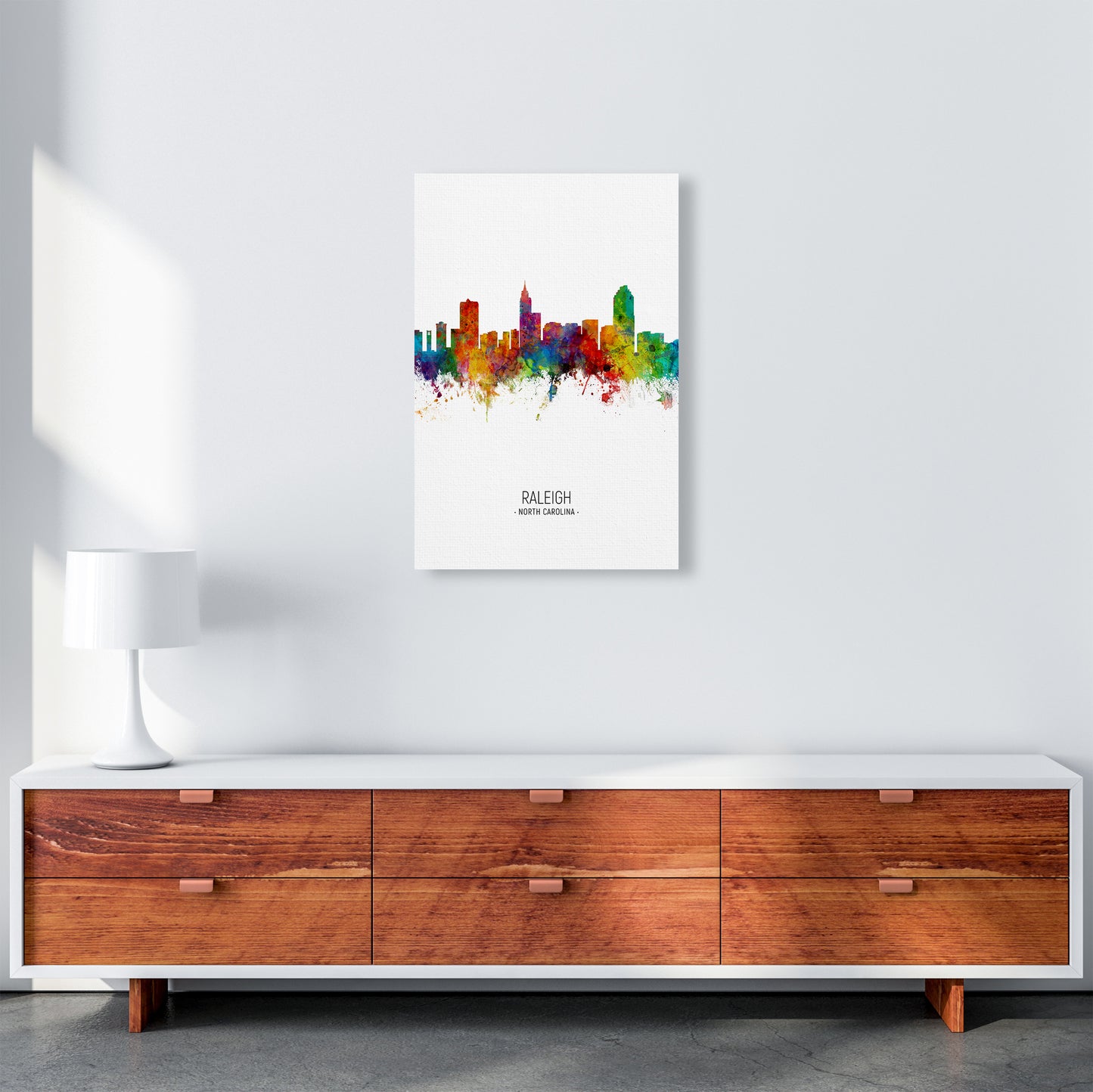 Raleigh North Carolina Skyline Portrait Art Print by Michael Tompsett A2 Canvas