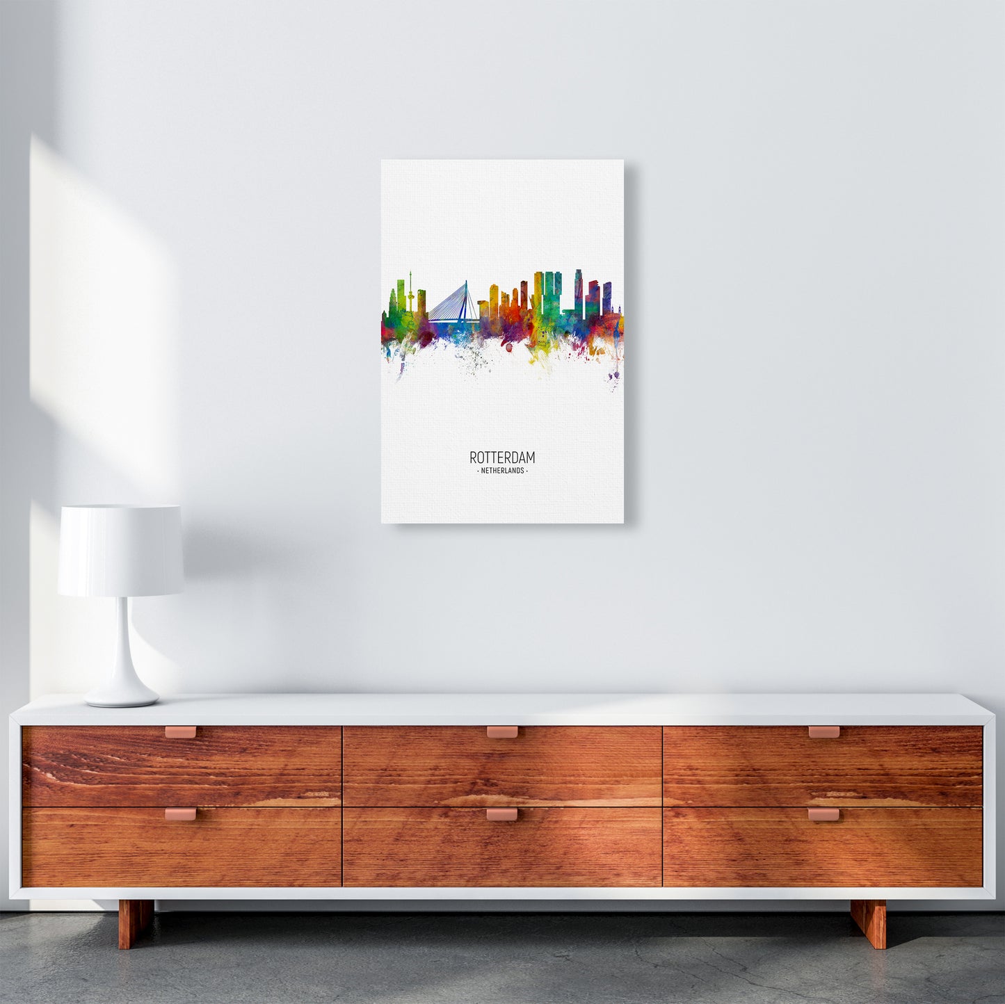 Rotterdam Netherlands Skyline Portrait Art Print by Michael Tompsett A2 Canvas