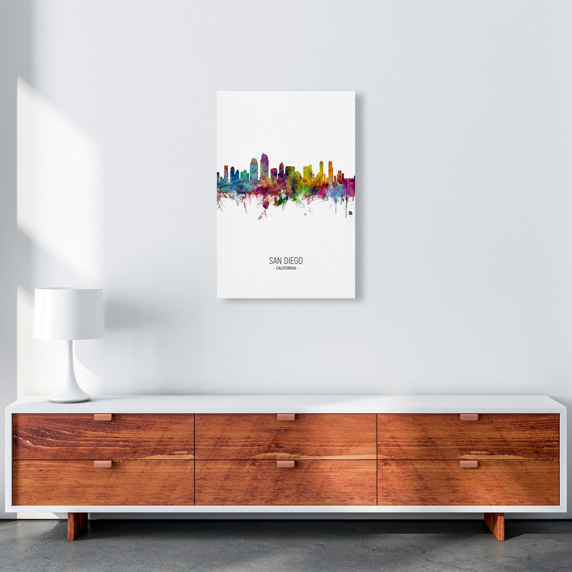 San Diego California Skyline Portrait Art Print by Michael Tompsett A2 Canvas